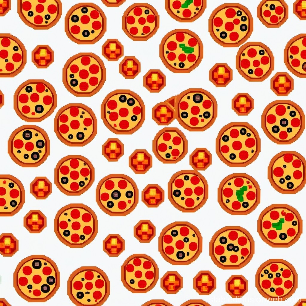 a 2d pizza top view Prompts. Stable