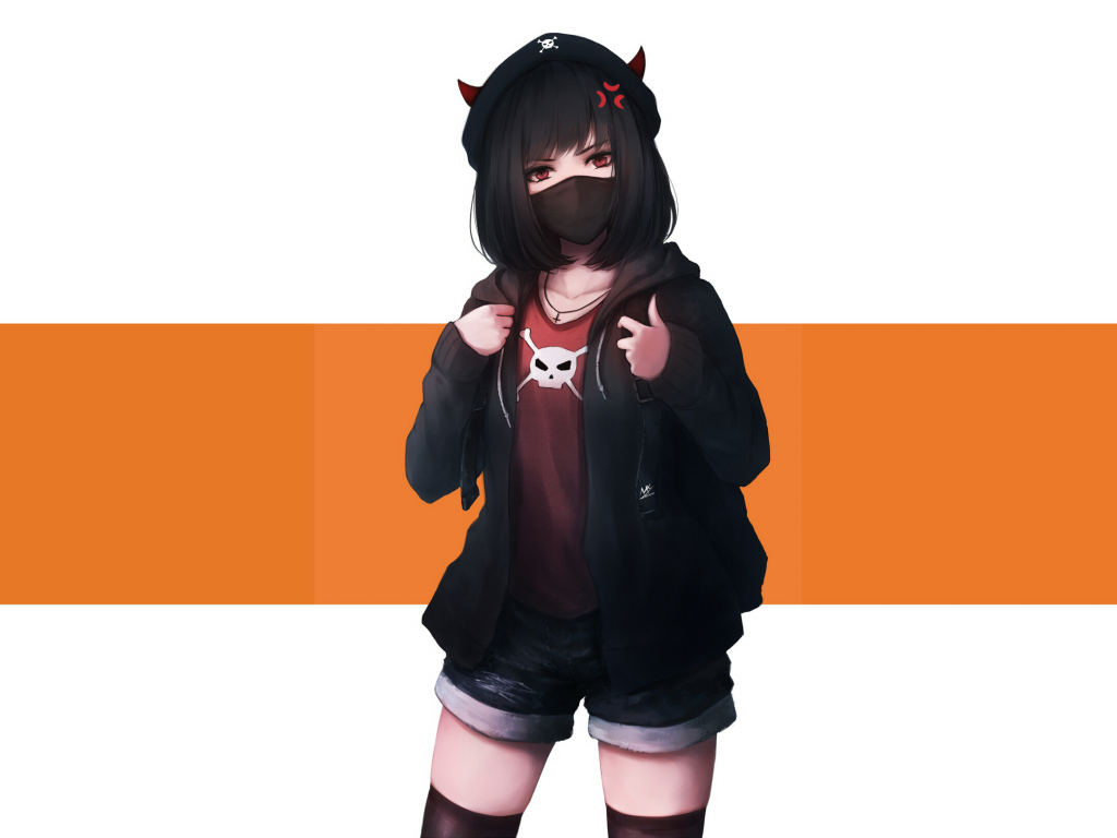 Wallpaper devil, horns, urban, anime