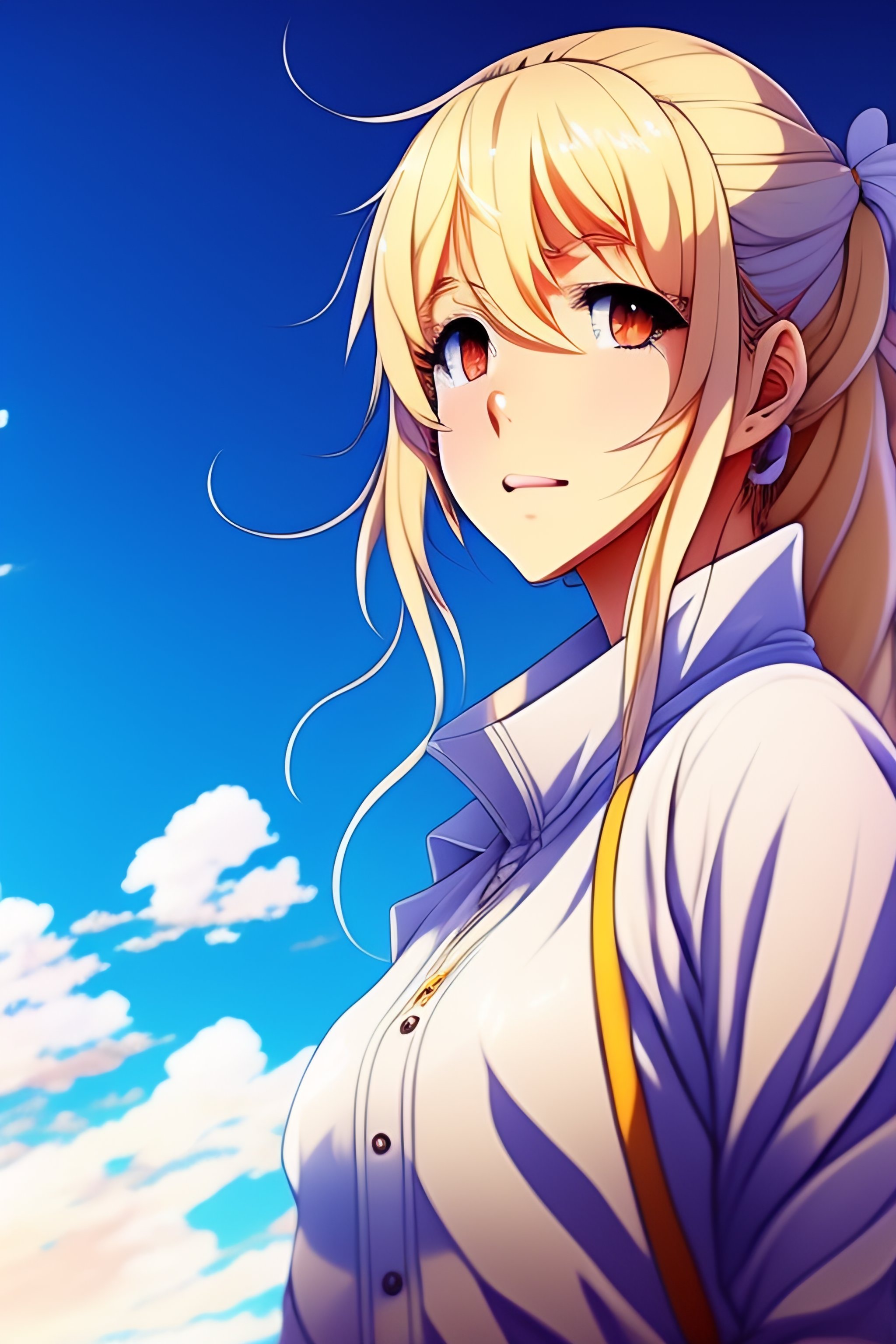 A pretty blonde girl in anime style