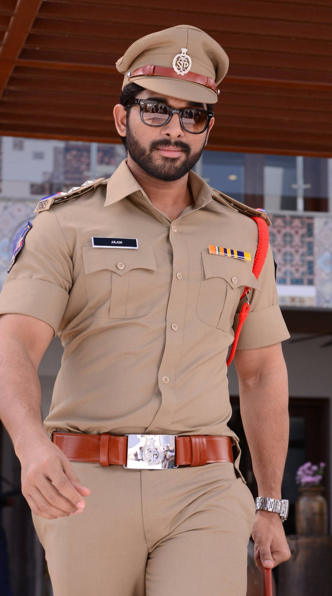 Allu Arjun In Brown Police Uniform