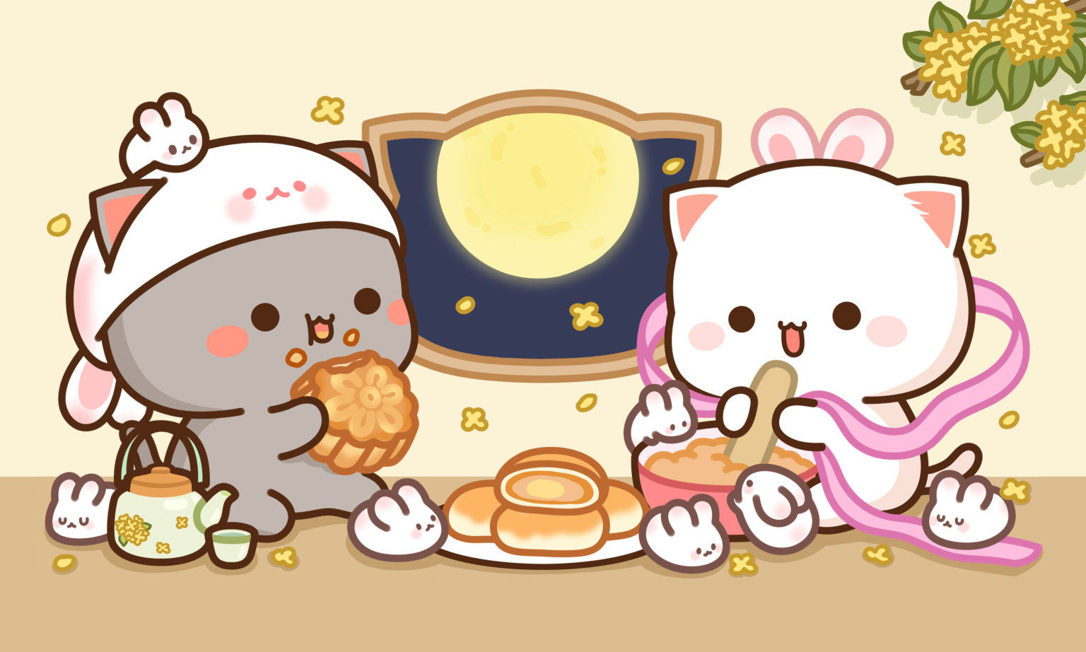 Peach & Goma Mooncake Desktop & Tablet