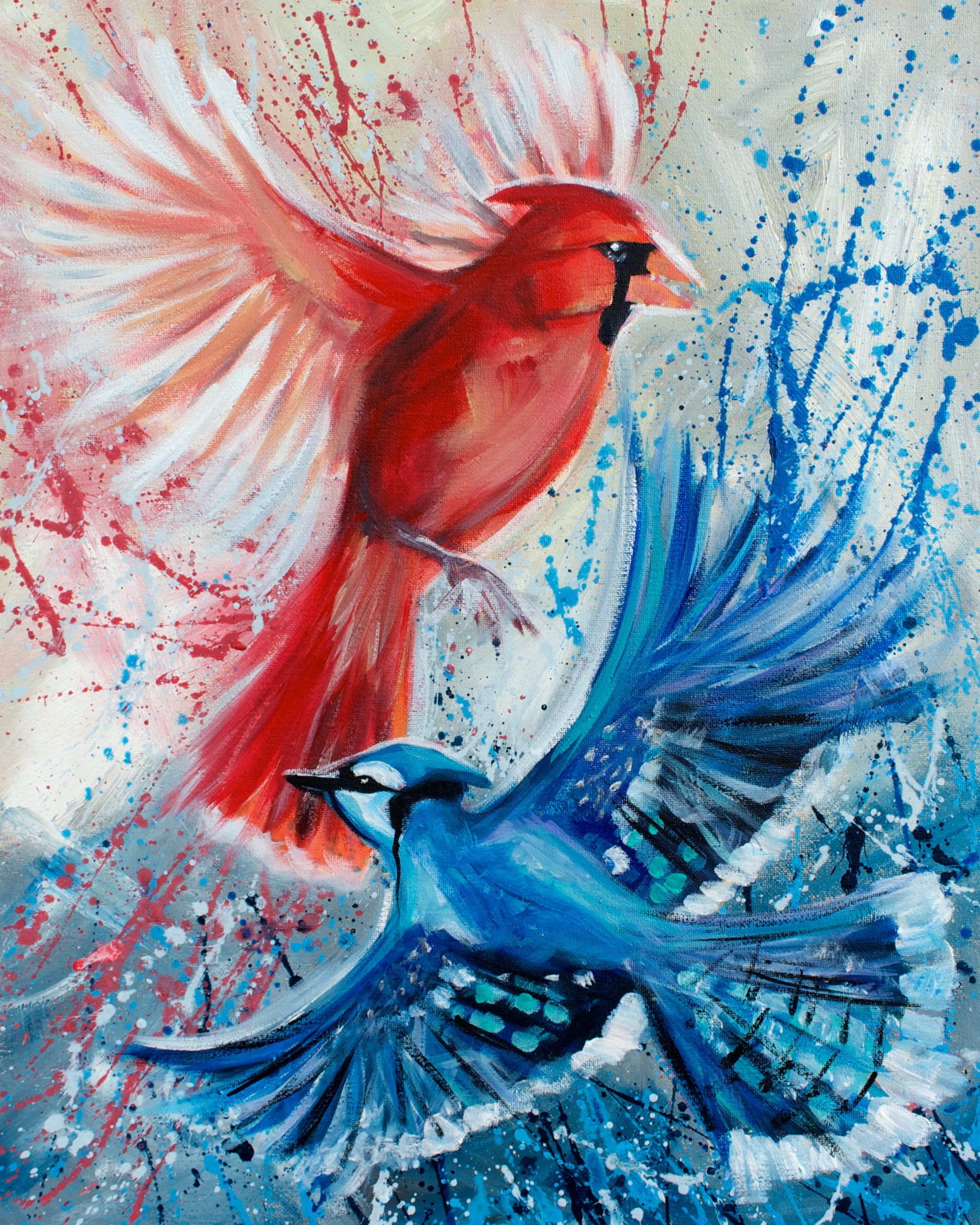 Flirt and Flutter Cardinal and Blue Jay