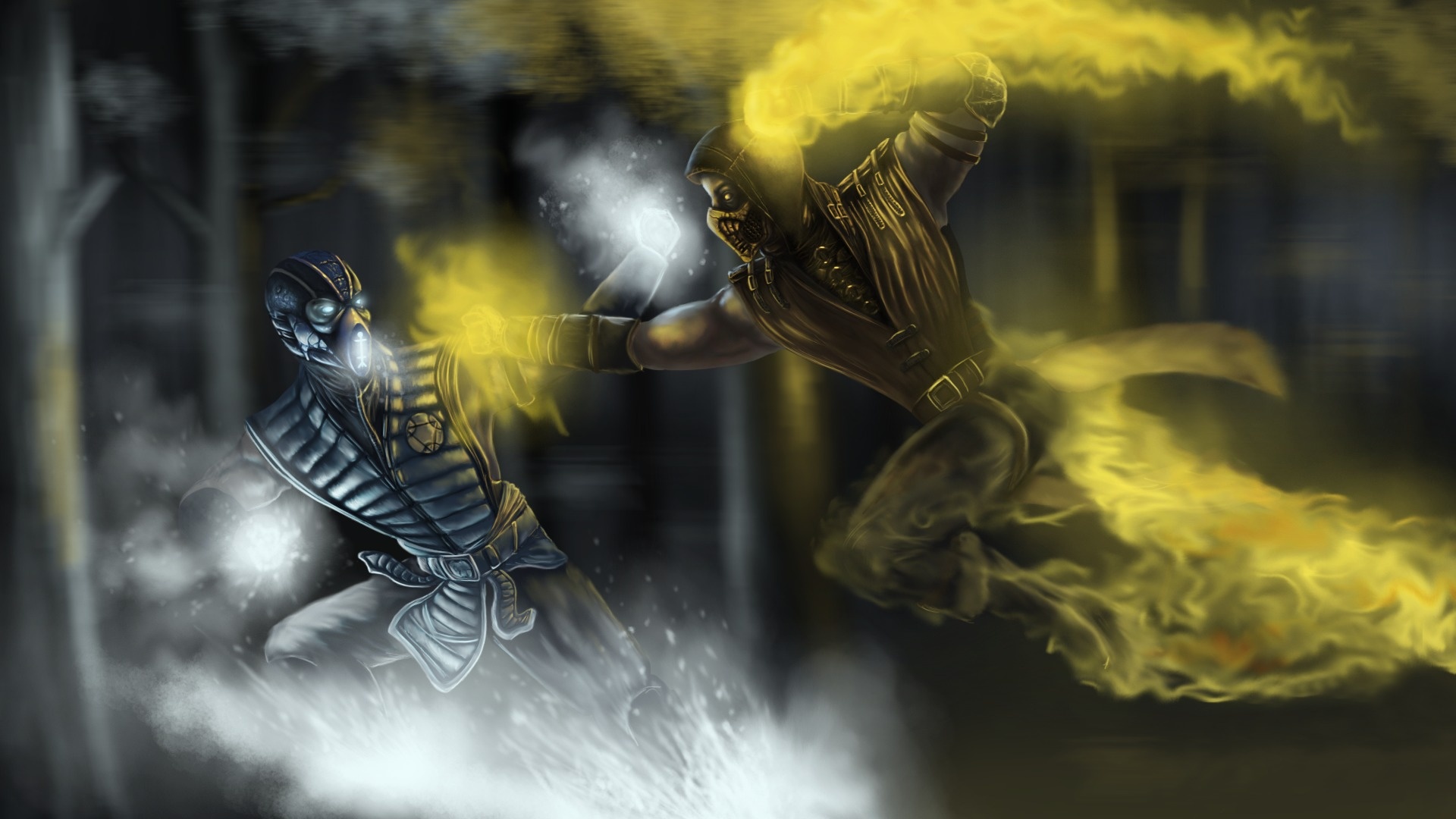 Wallpaper scorpion, fight, sub zero