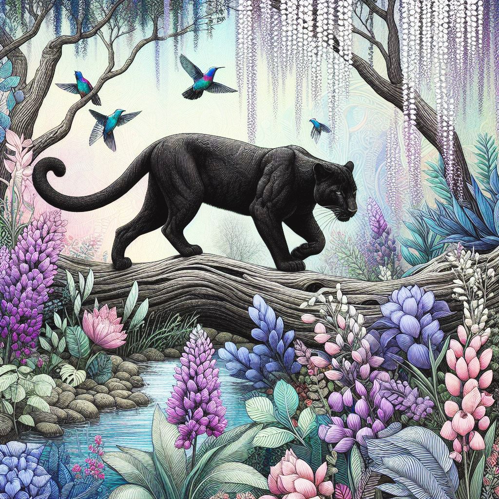 Black Panther in Jungle Patterned 16