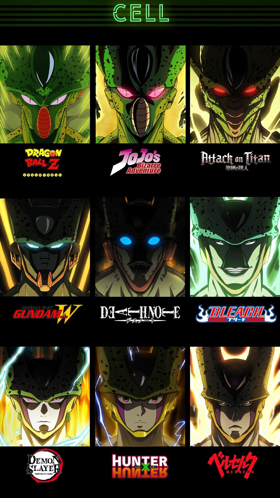 Cell in 9 different styles Cursed