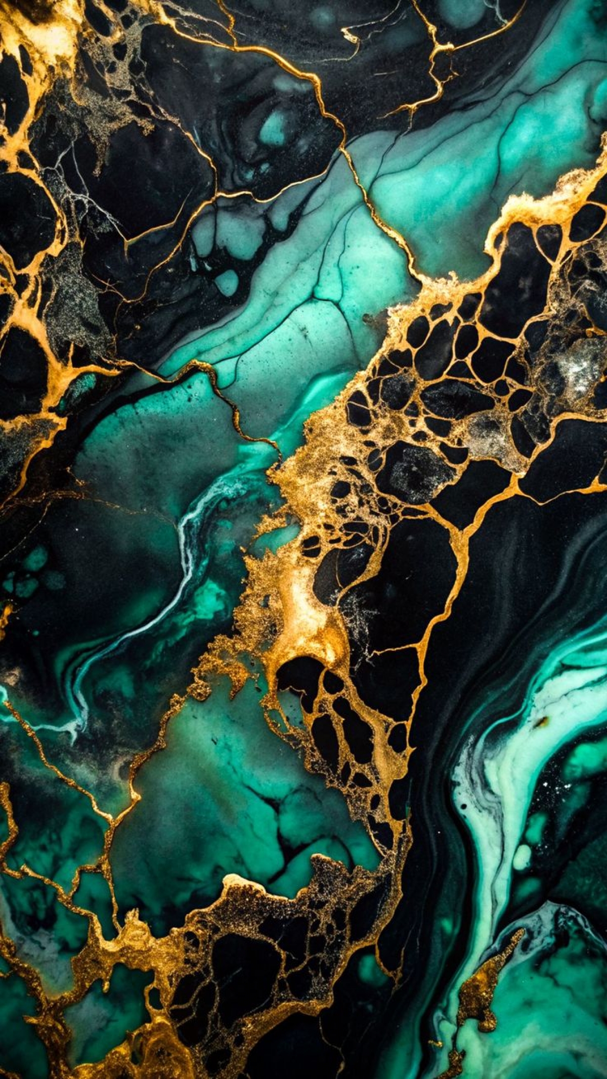 Marble Green Gold Abstract Black Dark