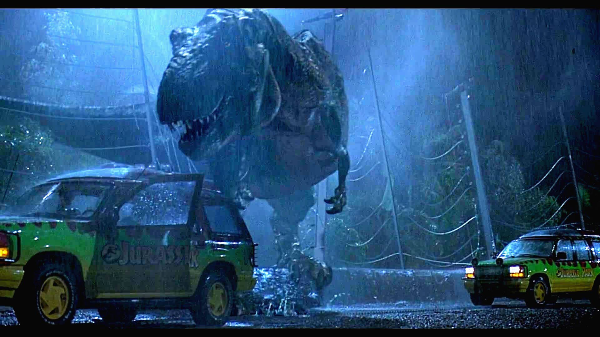 Jurassic Park T Rex At Rainy Park