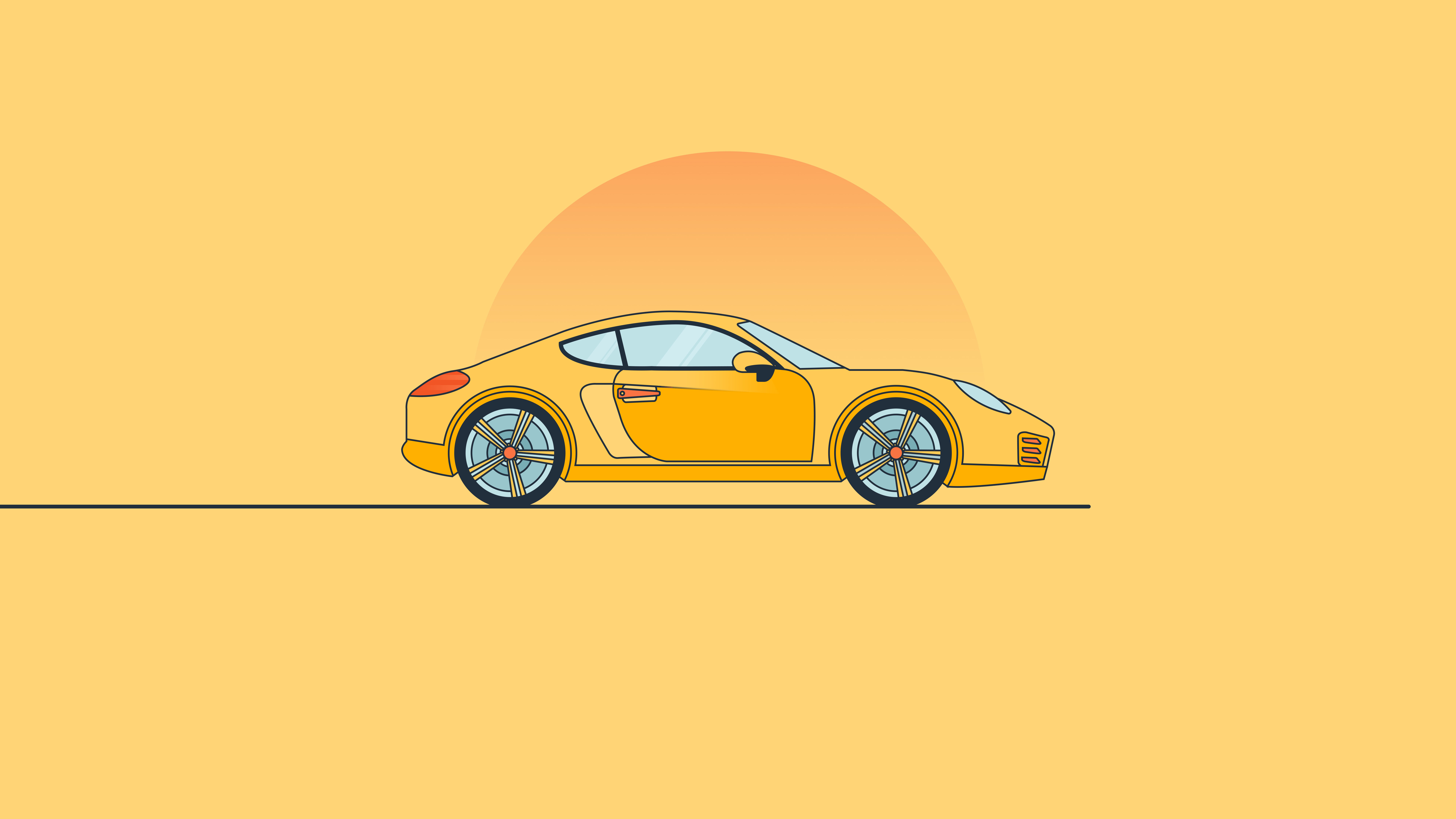 Porsche Minimal Yellow 8k Wallpaper, HD