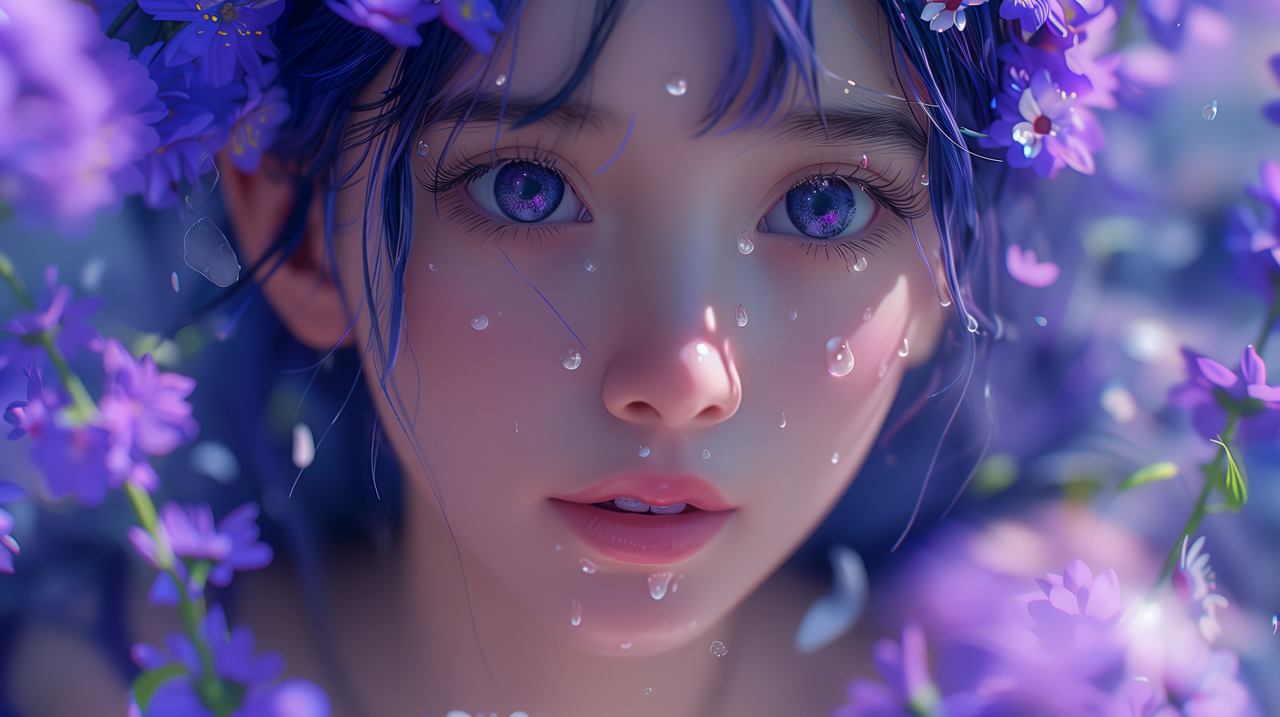 Anime girl Wallpaper Flowers, Anime