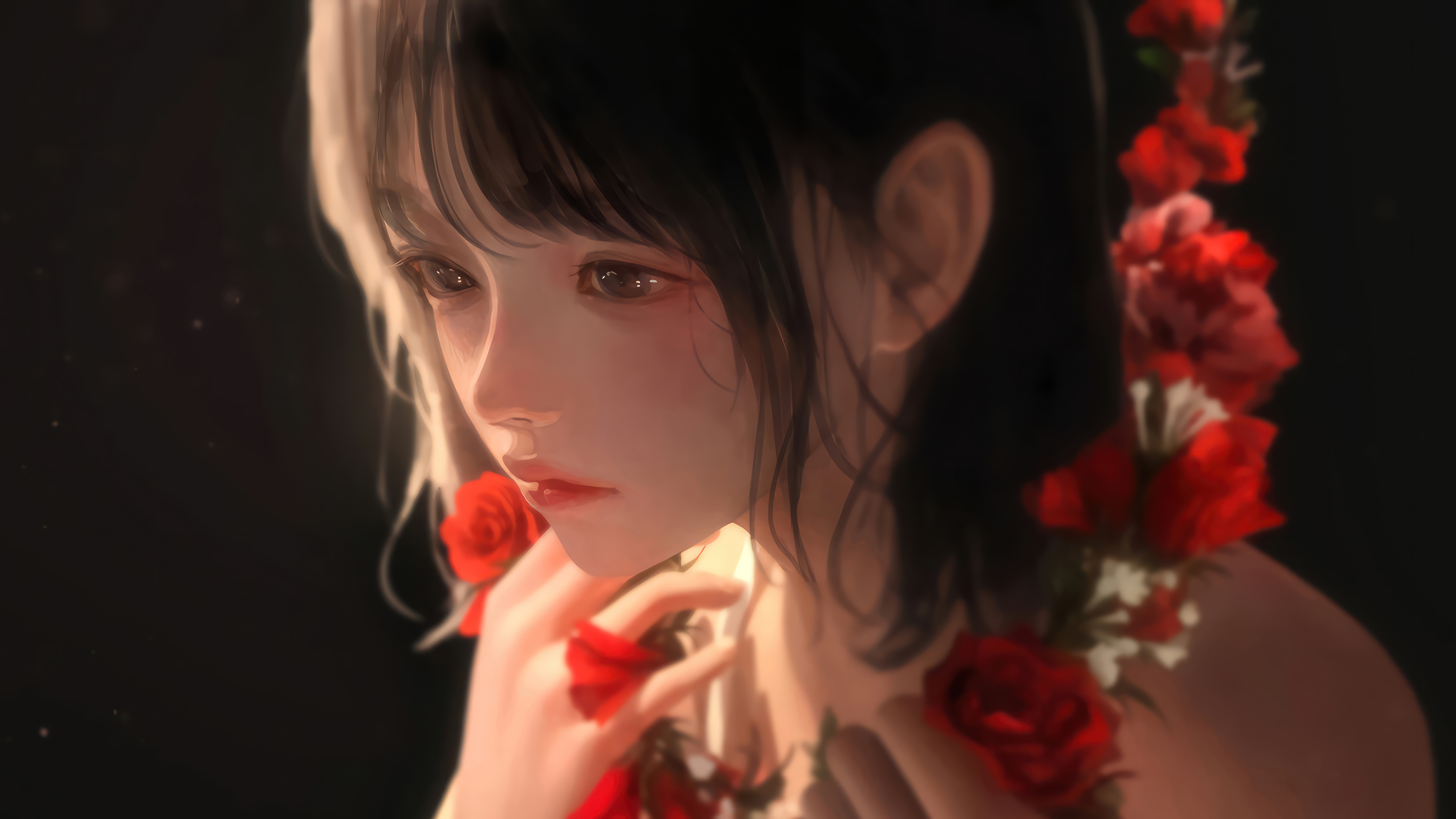 Beautiful Sad Anime Girl Wallpaper 4K
