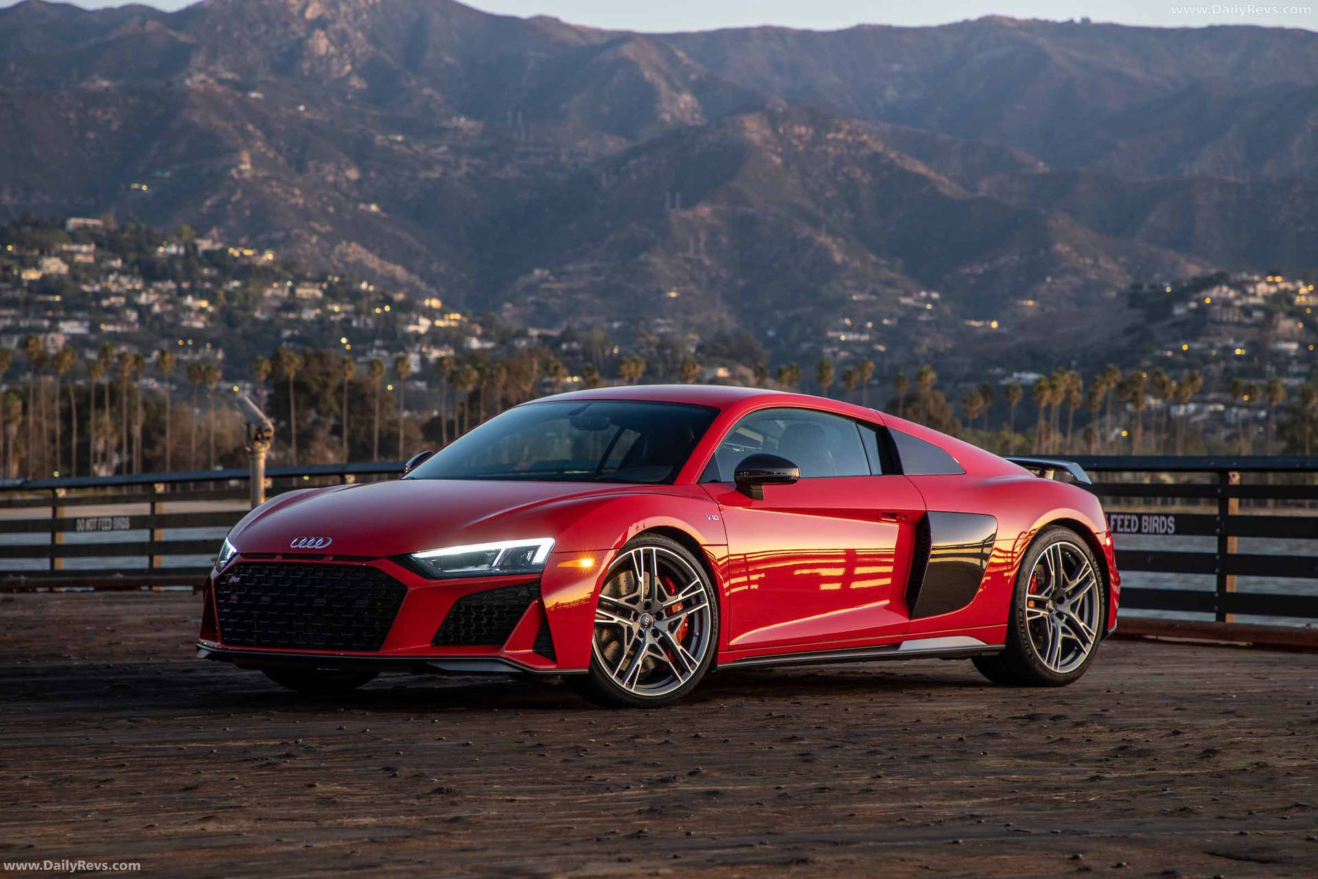 Download Bold and Red, Stunning Audi R8 Making its Way in the Countryside Wallpaper