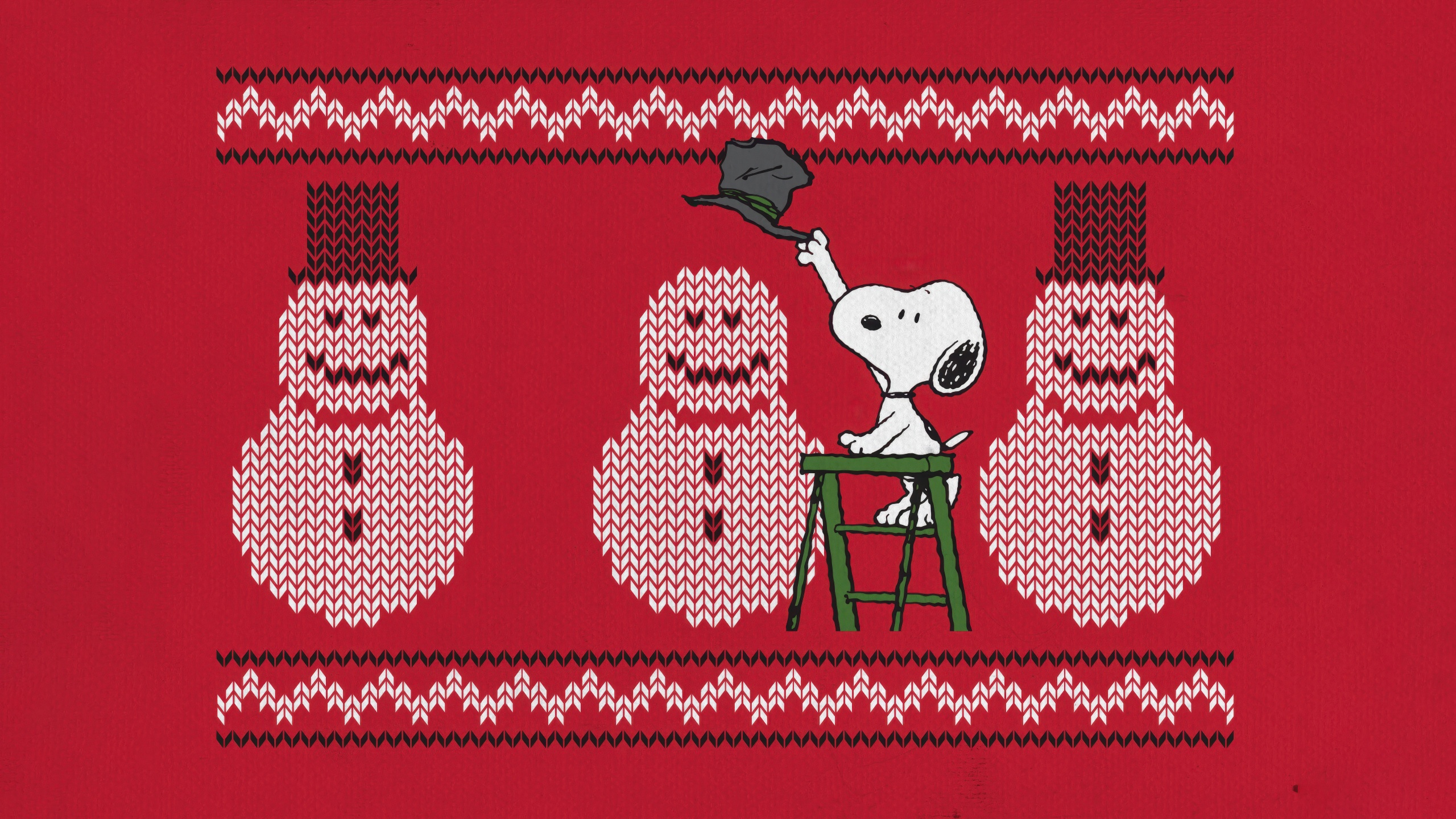 Snoopy Wallpaper 4K, Snowman, Christmas background