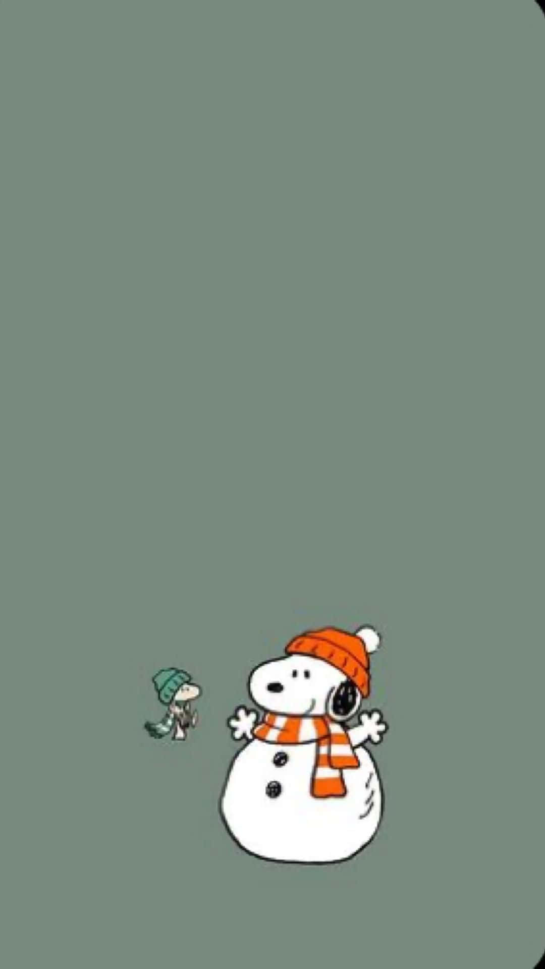 Download Snoopy As Snowman Peanuts Christmas Wallpaper