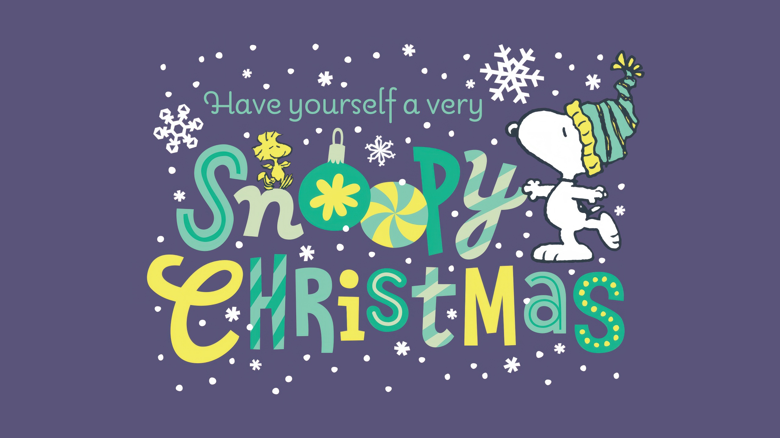 Snoopy Wallpaper 4K, Christmas, Purple