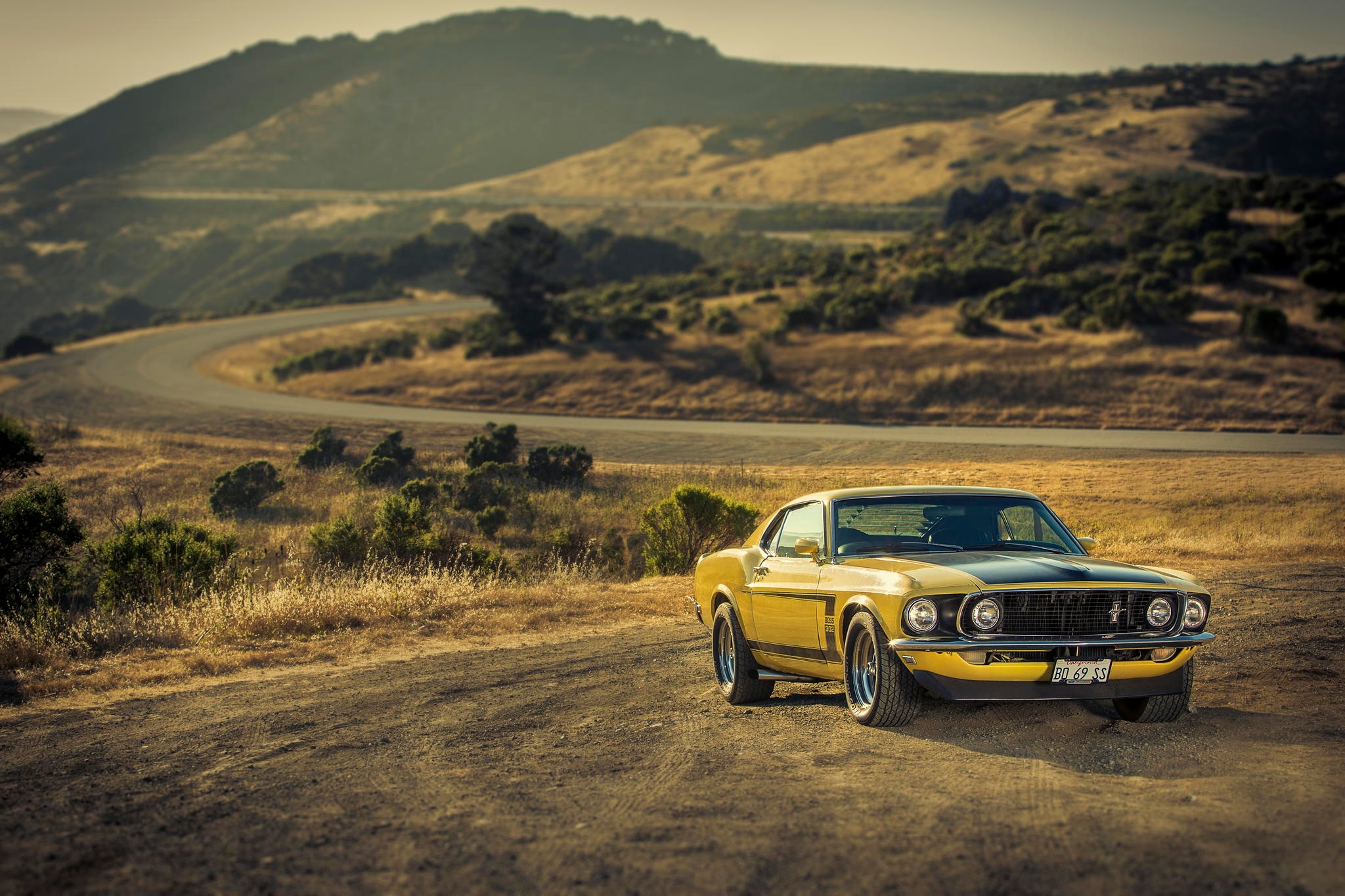 Wallpaper yellow, Mustang, Ford