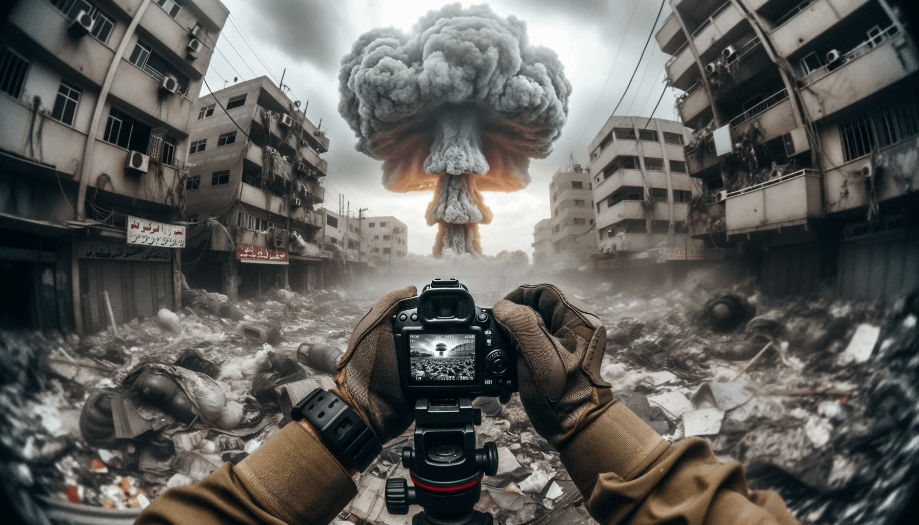 Image of a nuclear bomb reflected