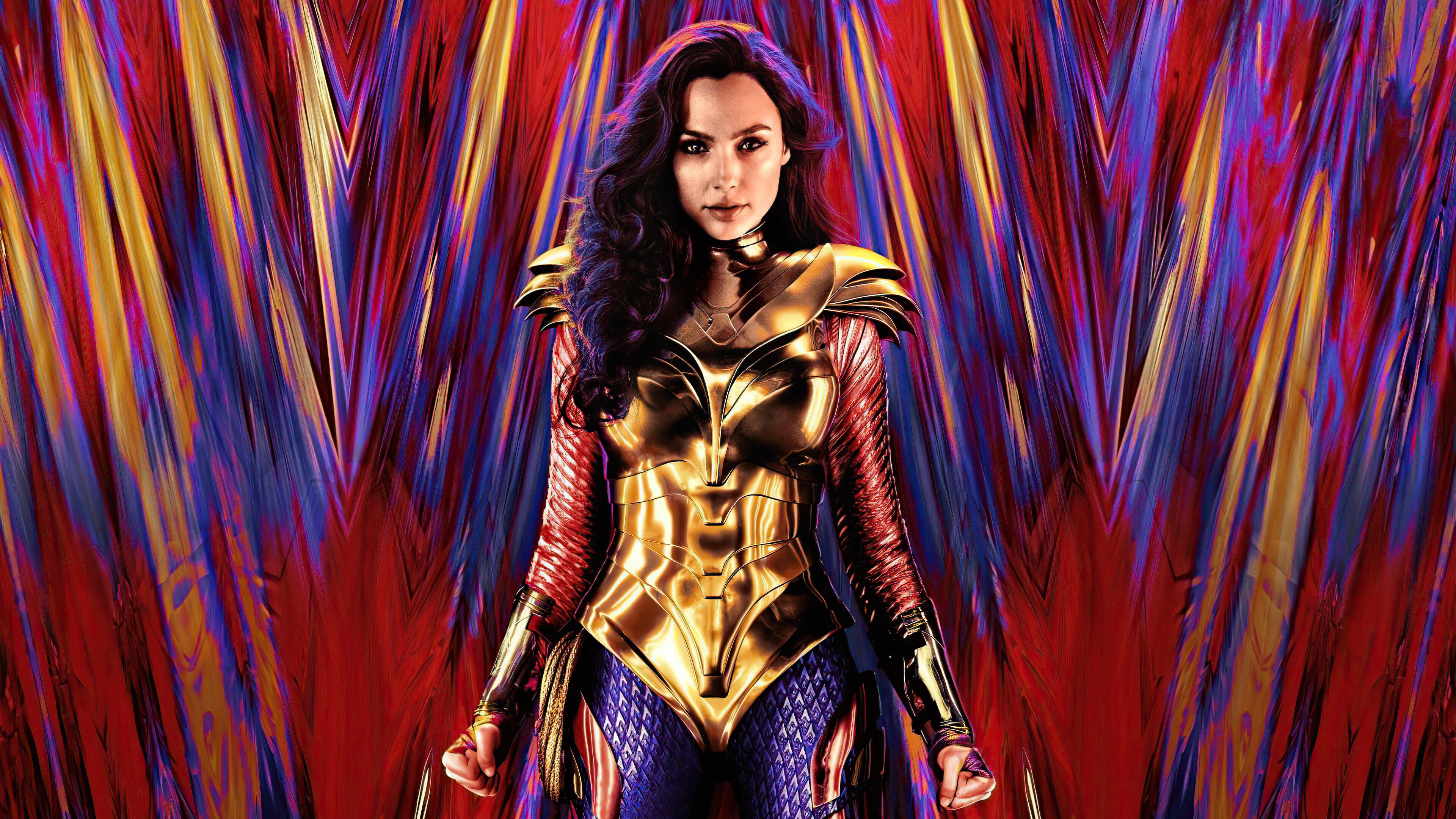 Golden Armor Gal Gadot 4K Wallpaper