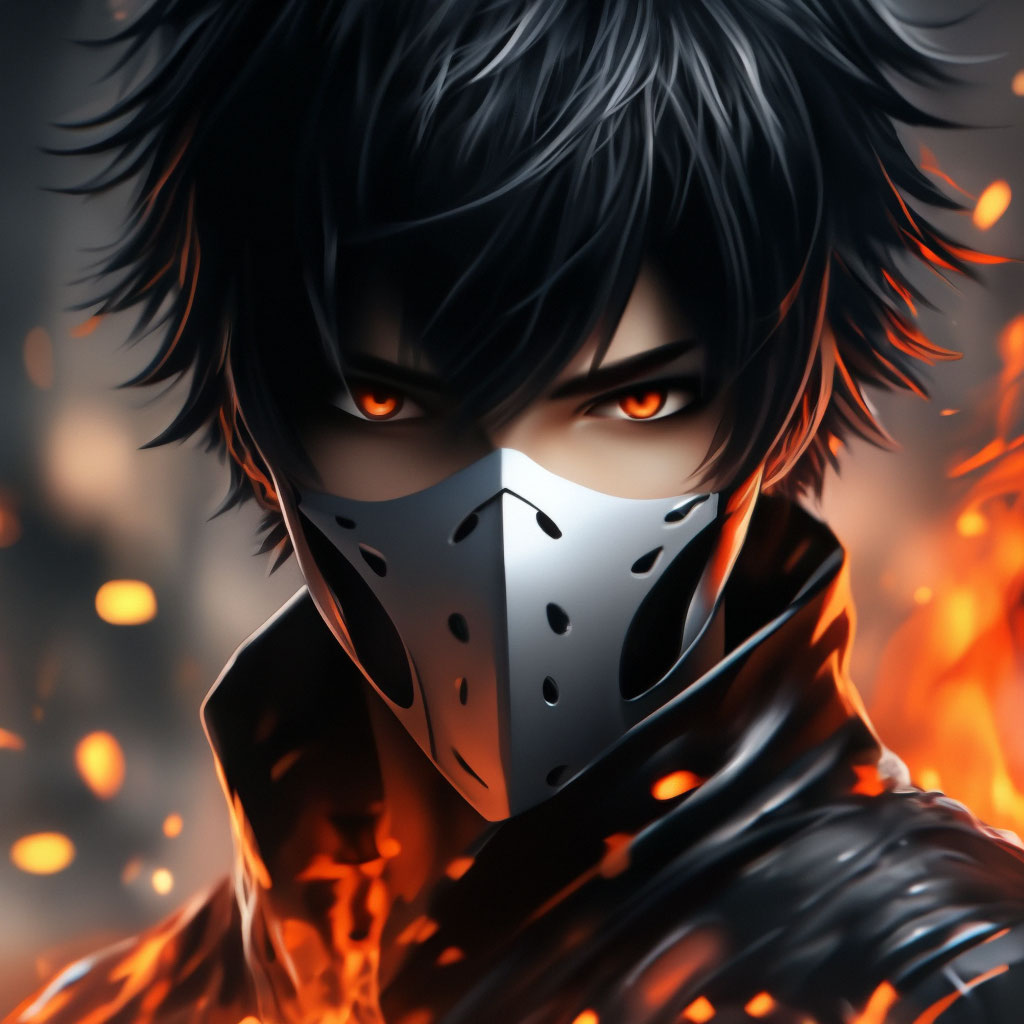 Anime guy with a white mask and black