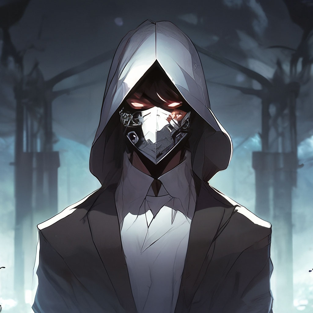 Man without a face, mask, anime style