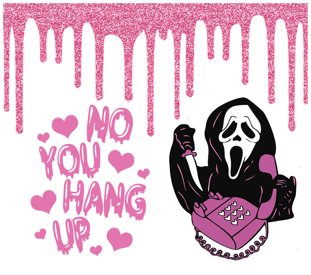 Download Ghostface Pink Glitter Phone Call Wallpaper