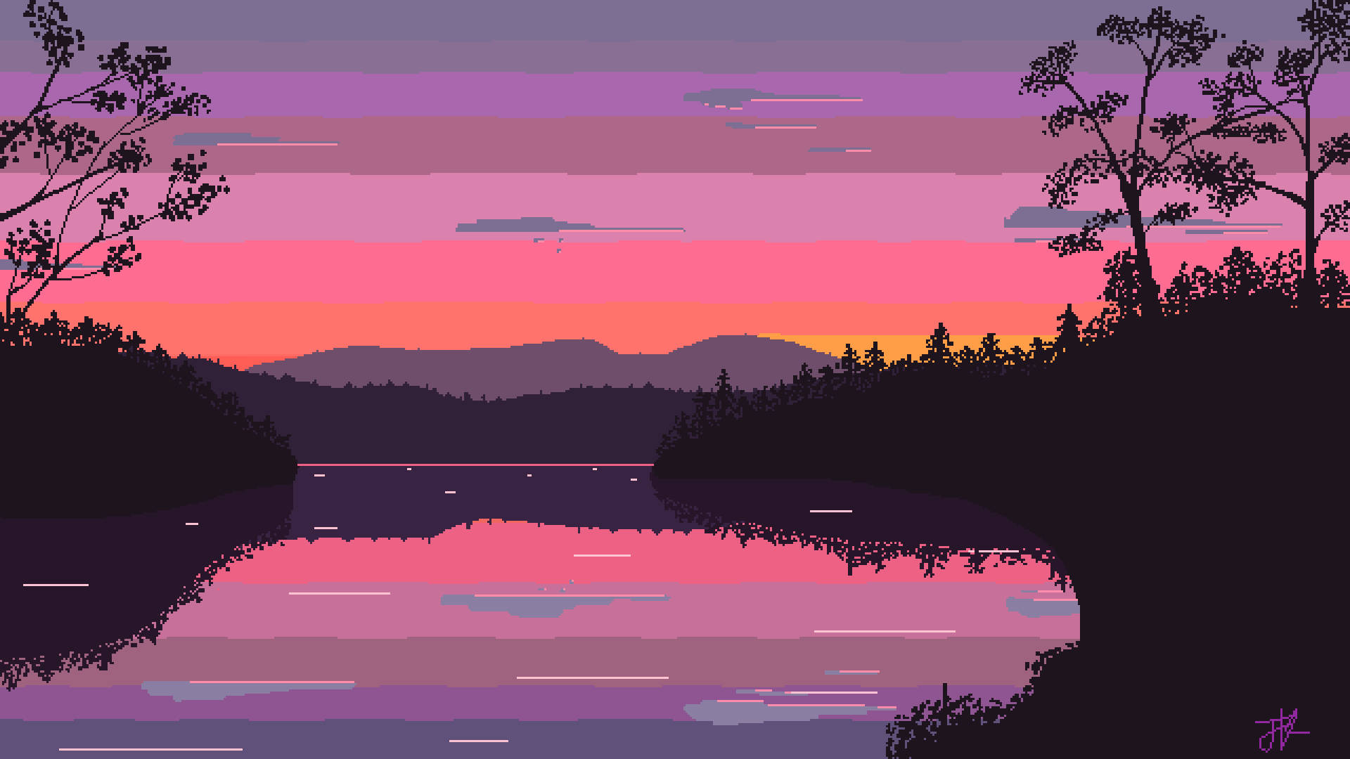 Lake Pixel Art Wallpaper