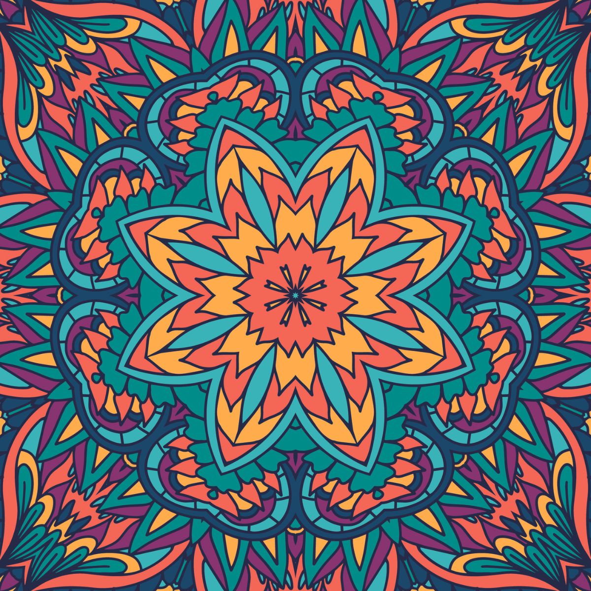 Flower Fantasy Medallion Print Mandala