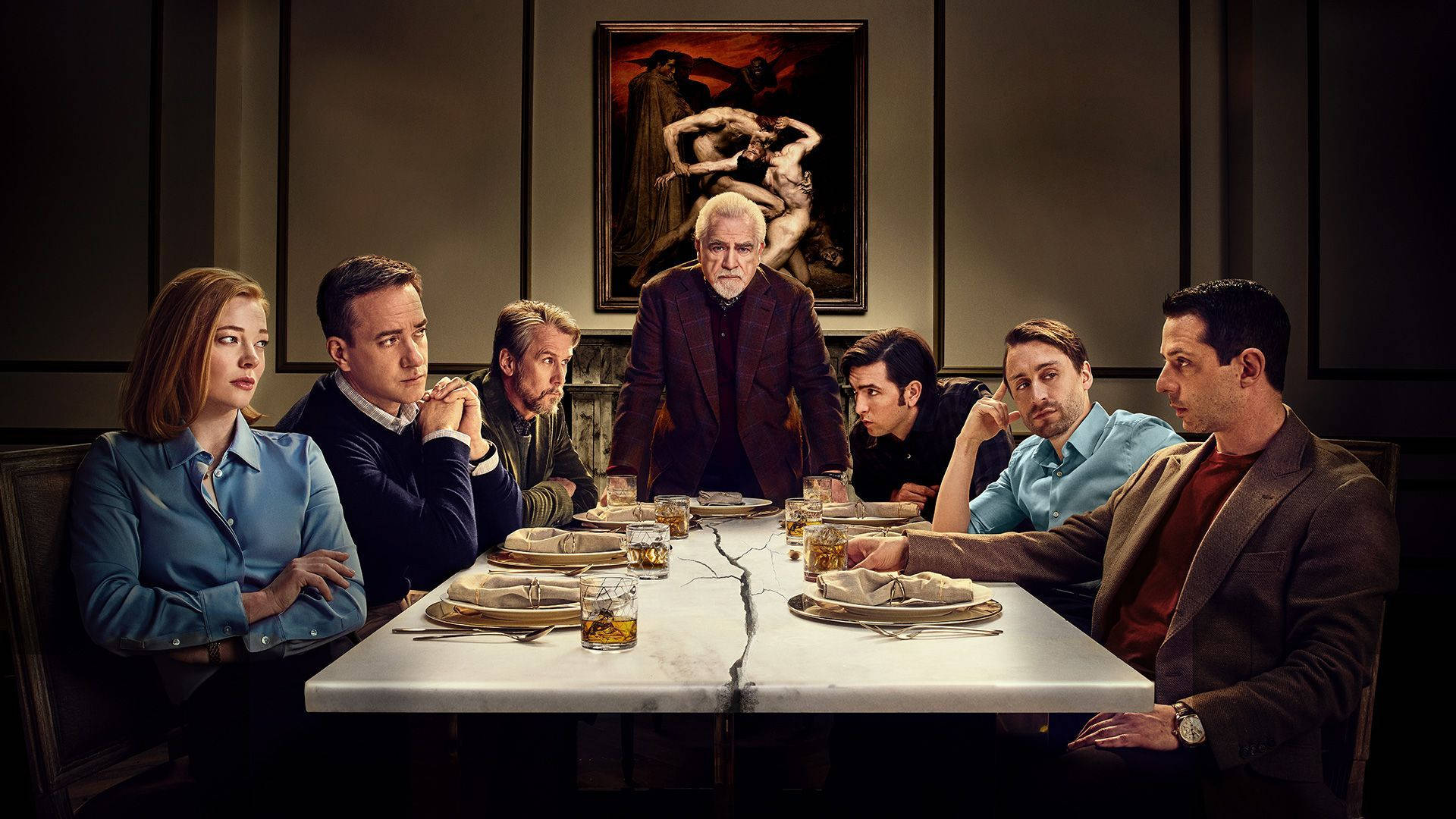 Succession Roy Family In Dinner Table