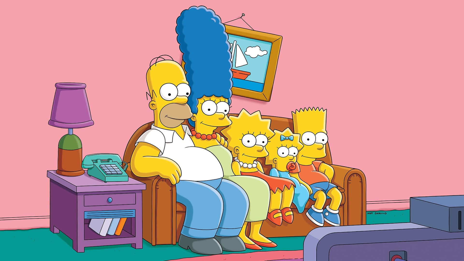Download The Simpsons Family Sitting On