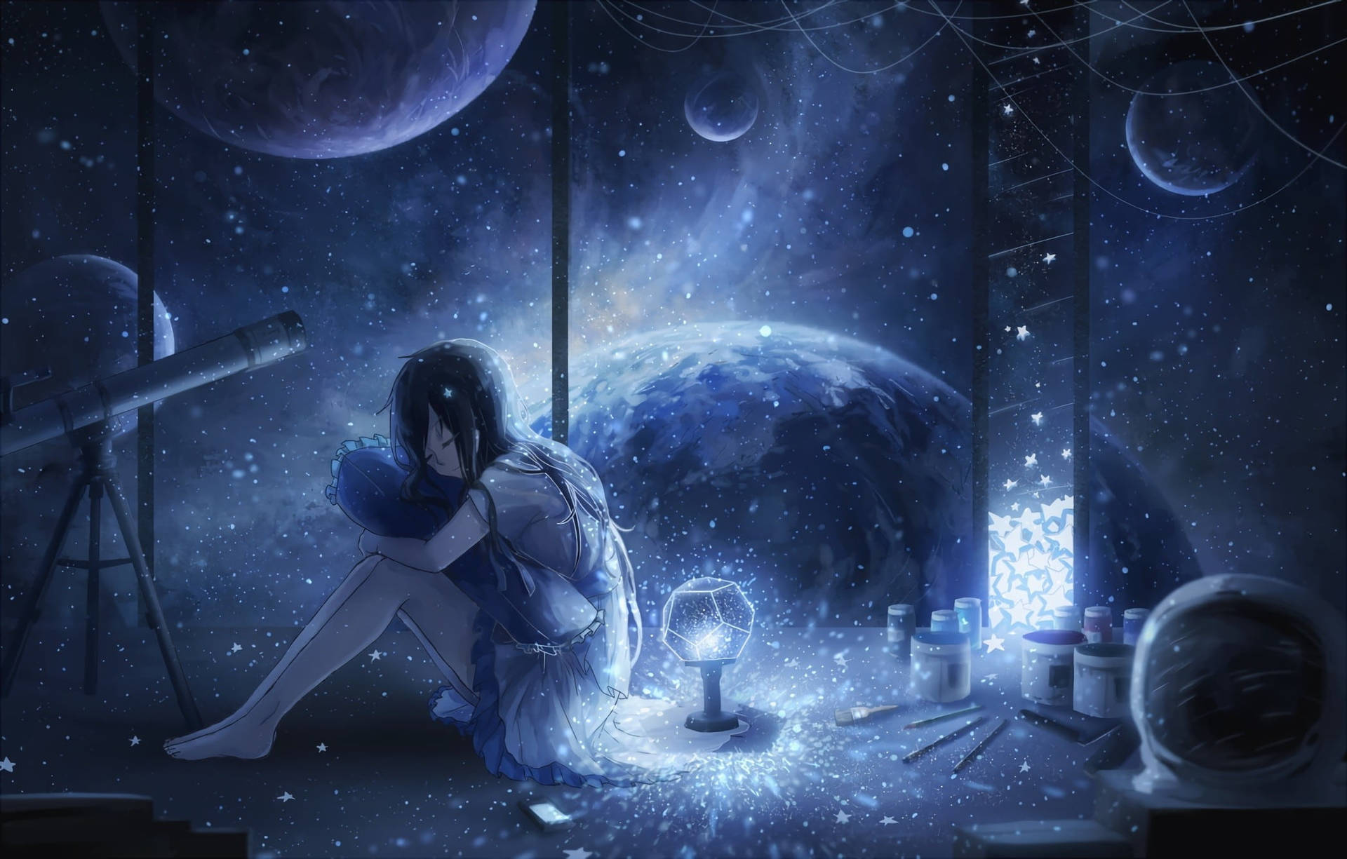 Aesthetic Sad Anime Girl Galaxy