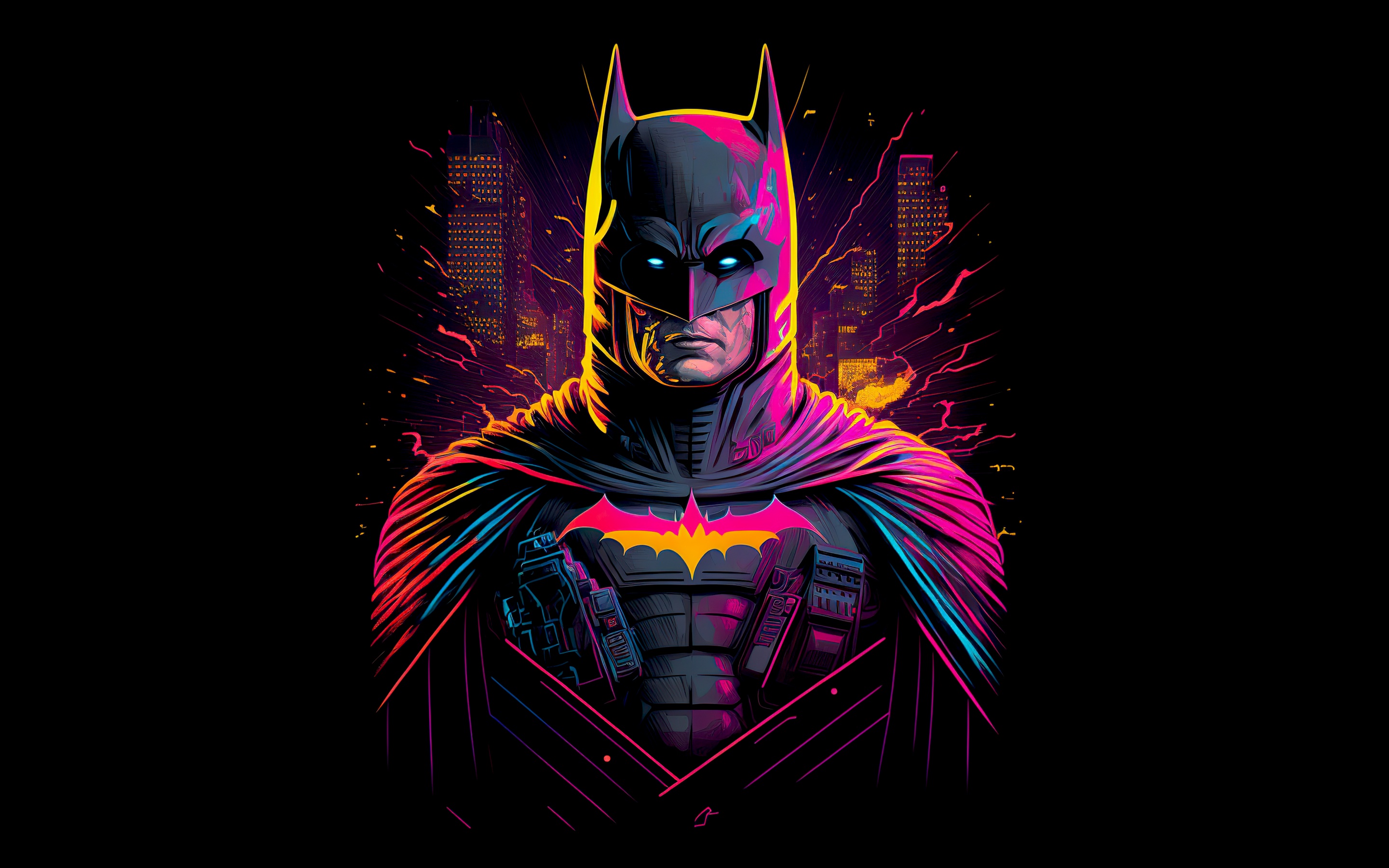 Batman Wallpaper 4K, Neon art, Dark