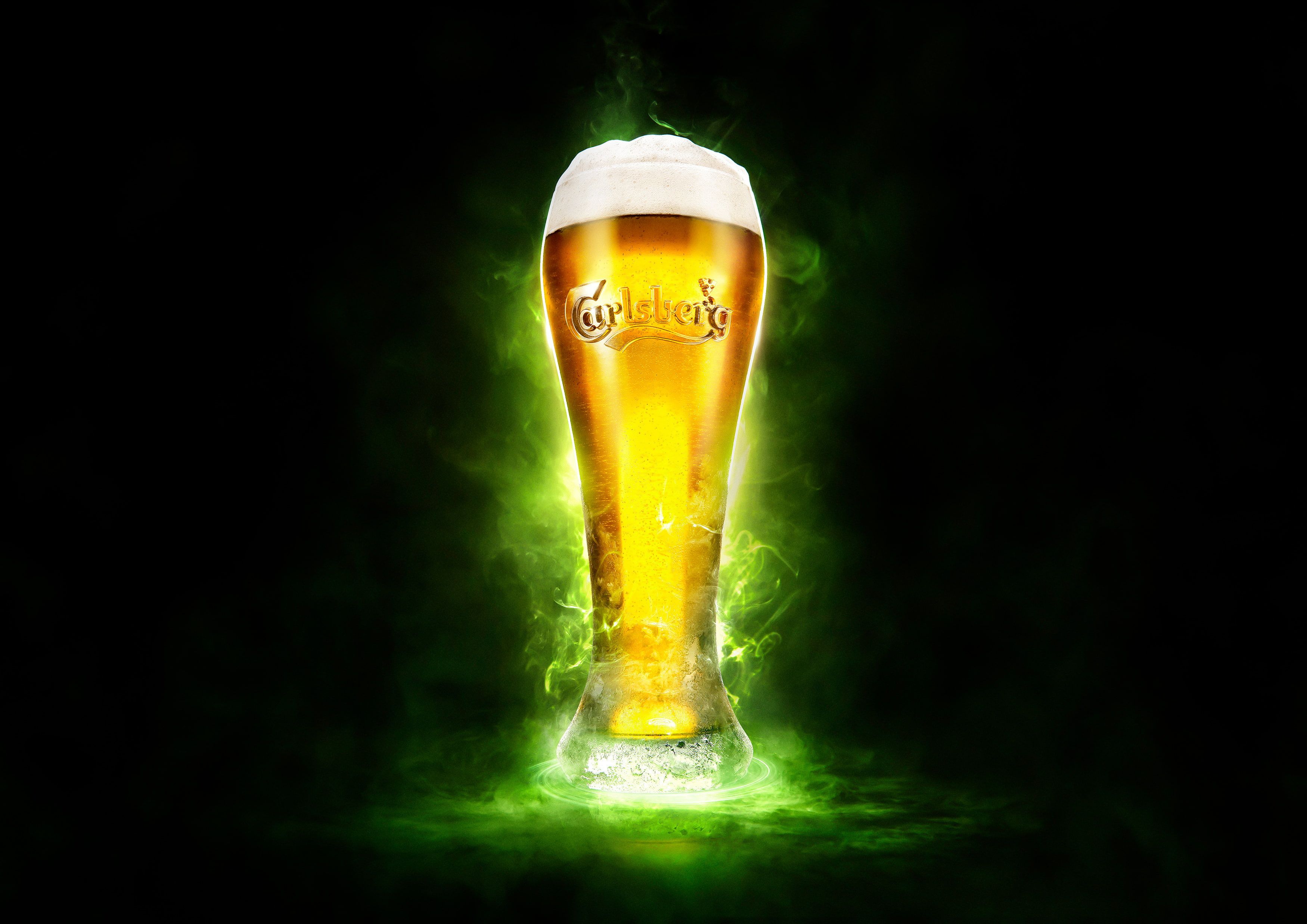 HD wallpaper: Carlsberg, Beer glass, 4K
