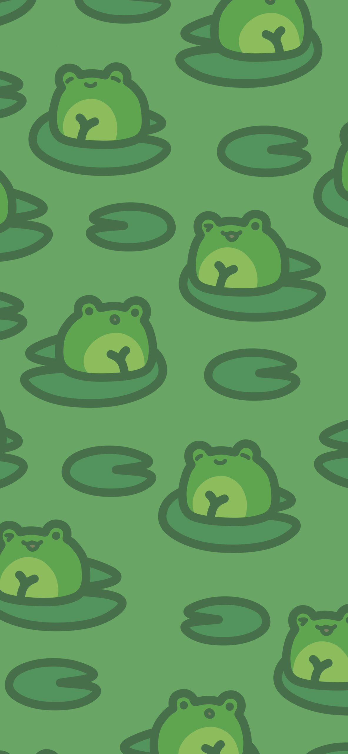 Cute Frog Green Pattern Wallpaper