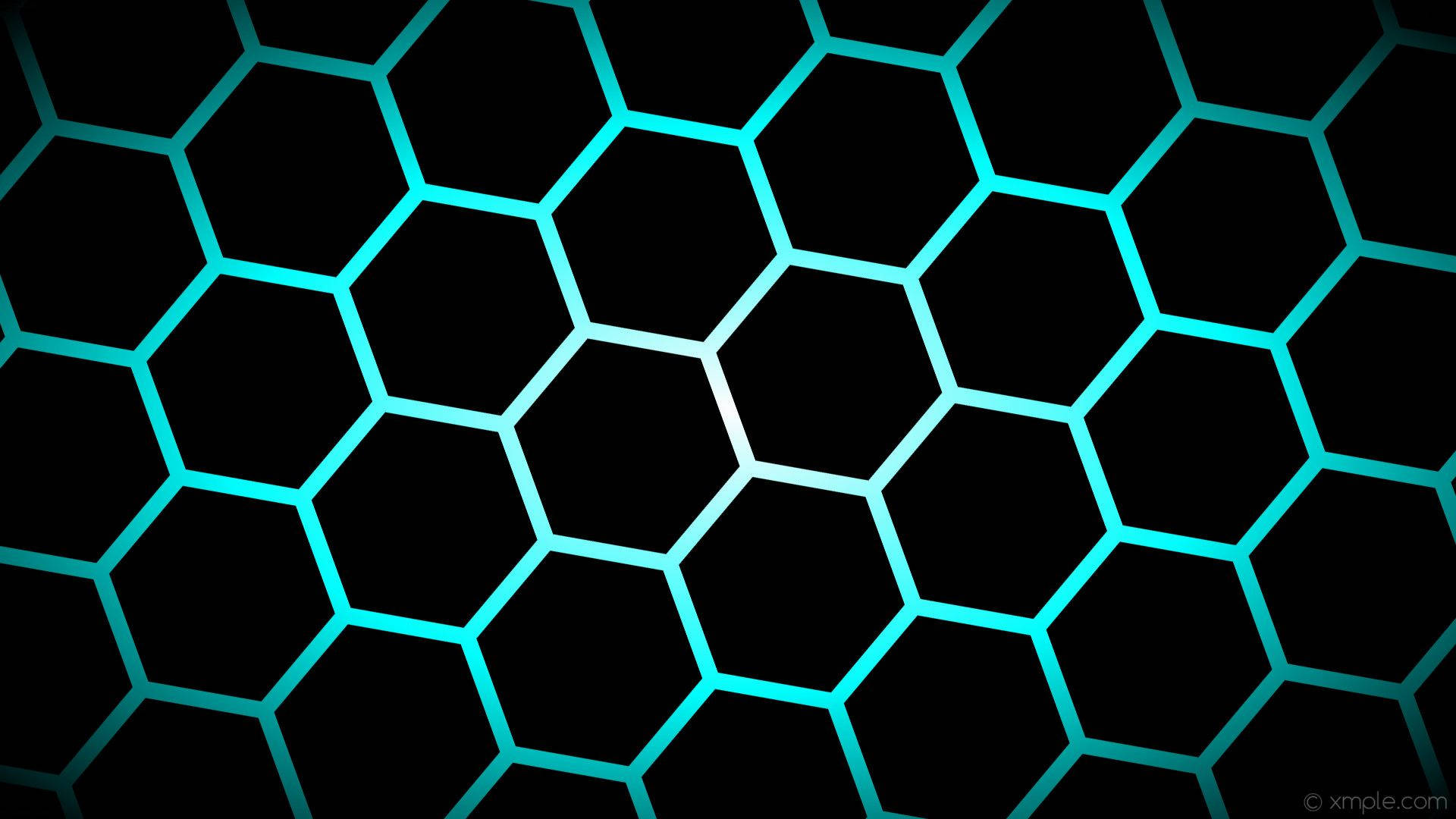 Black Cyan Hexagon Pattern Wallpaper