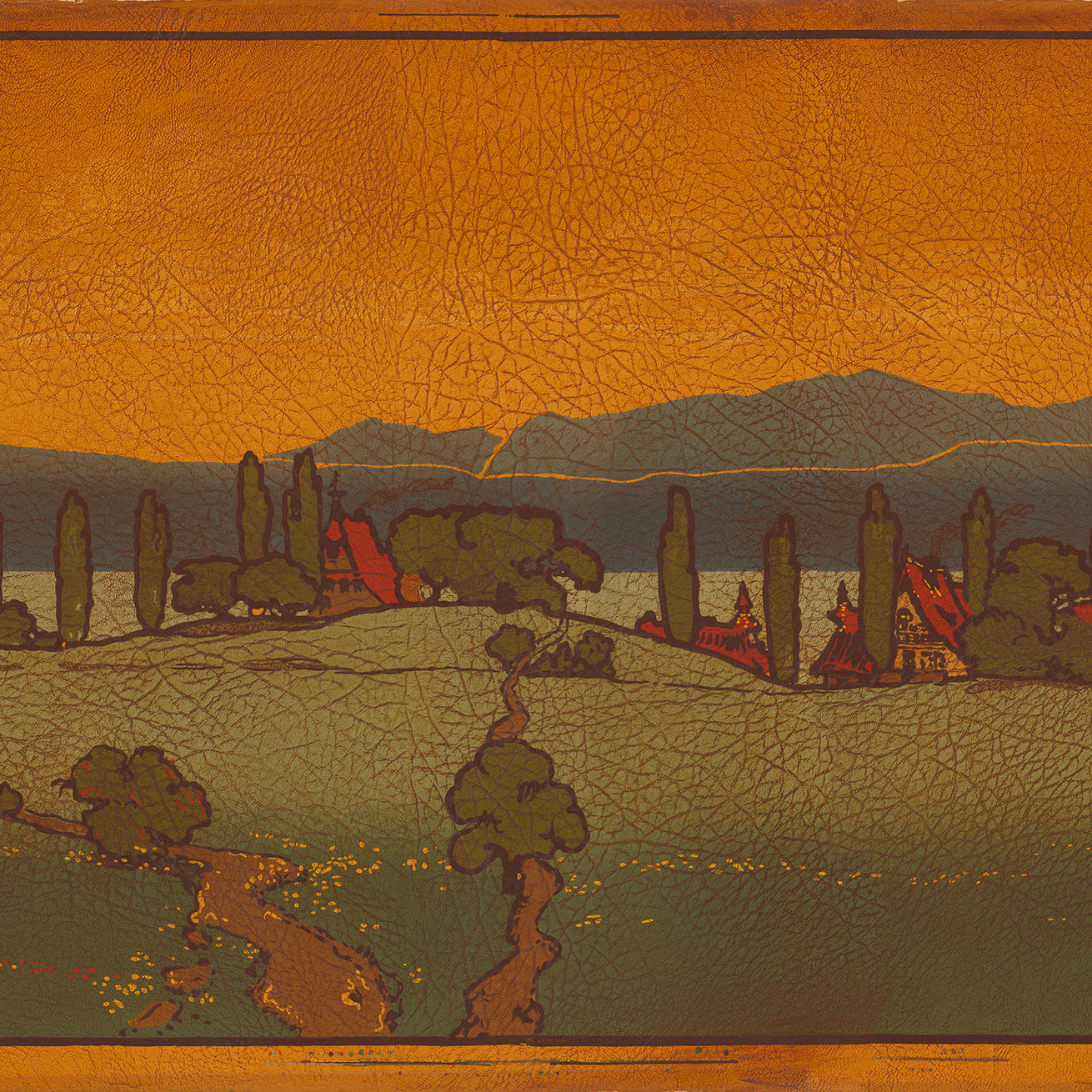 Medieval Castle Frieze With Cottage