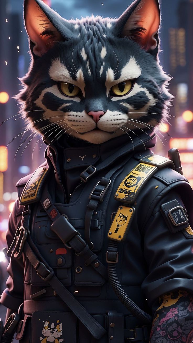 Wallpaper cat, animal, spots, vest