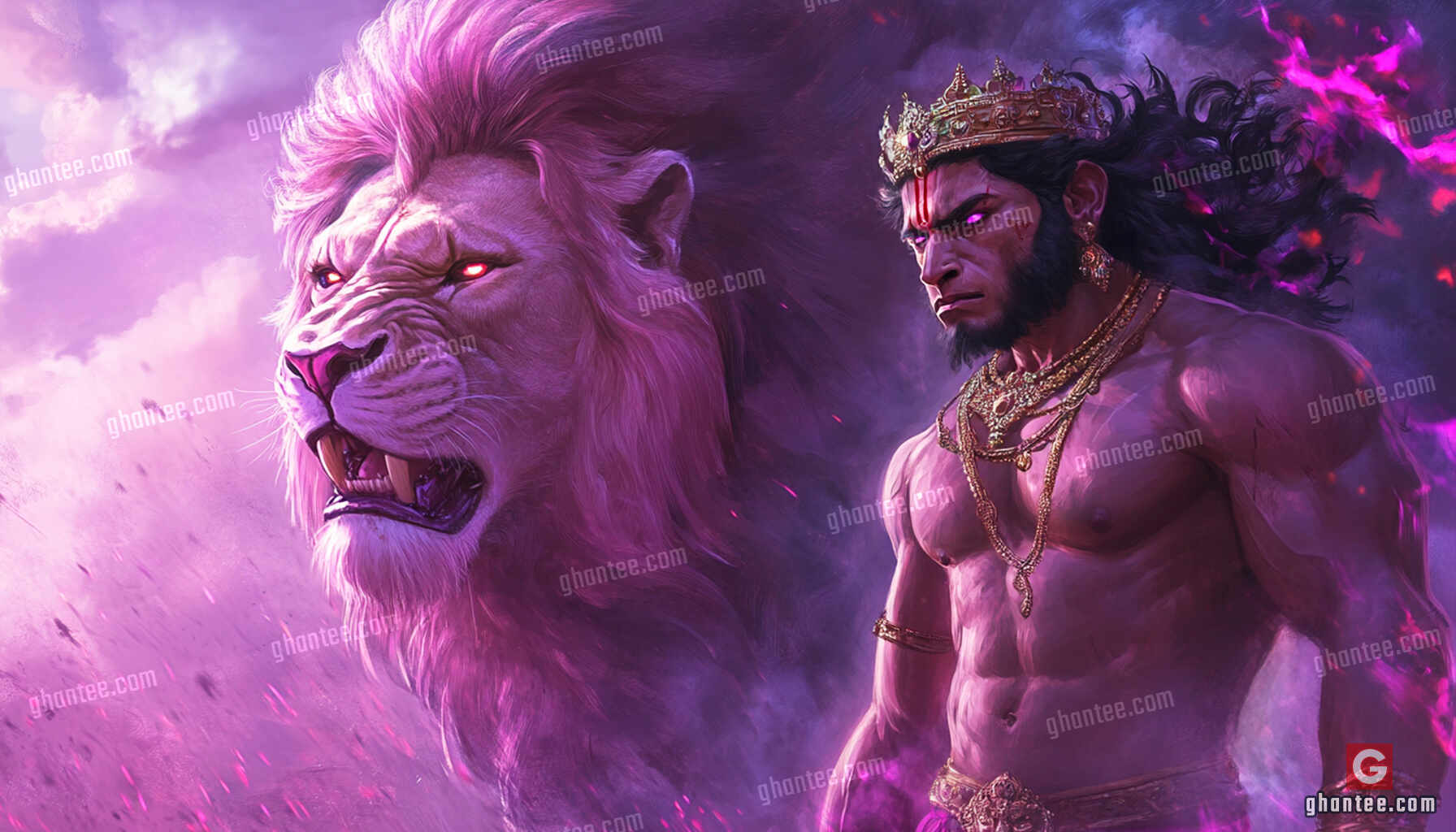4k powerful hanuman digital painting