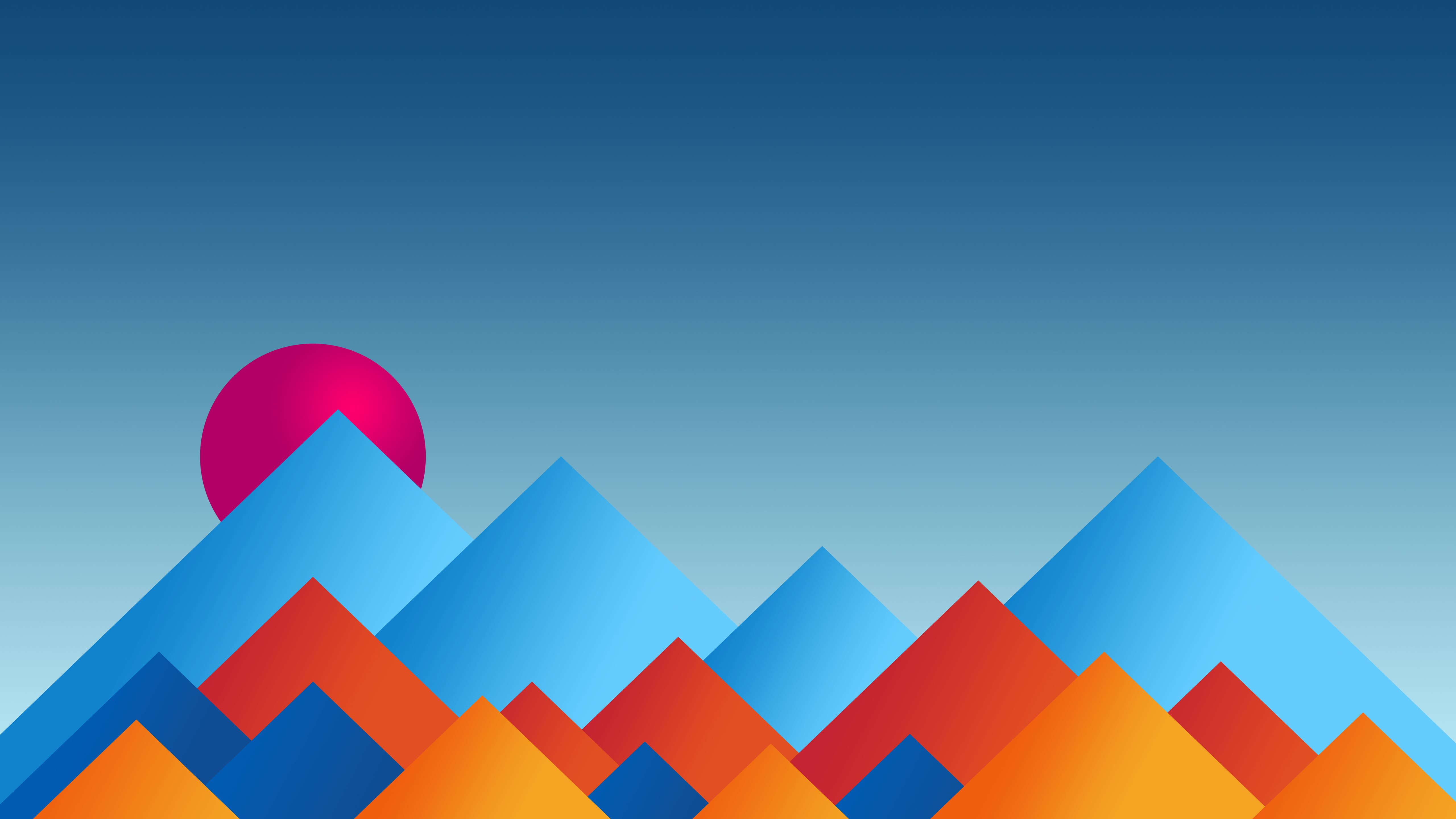 mountains sun minimal abstract 8k