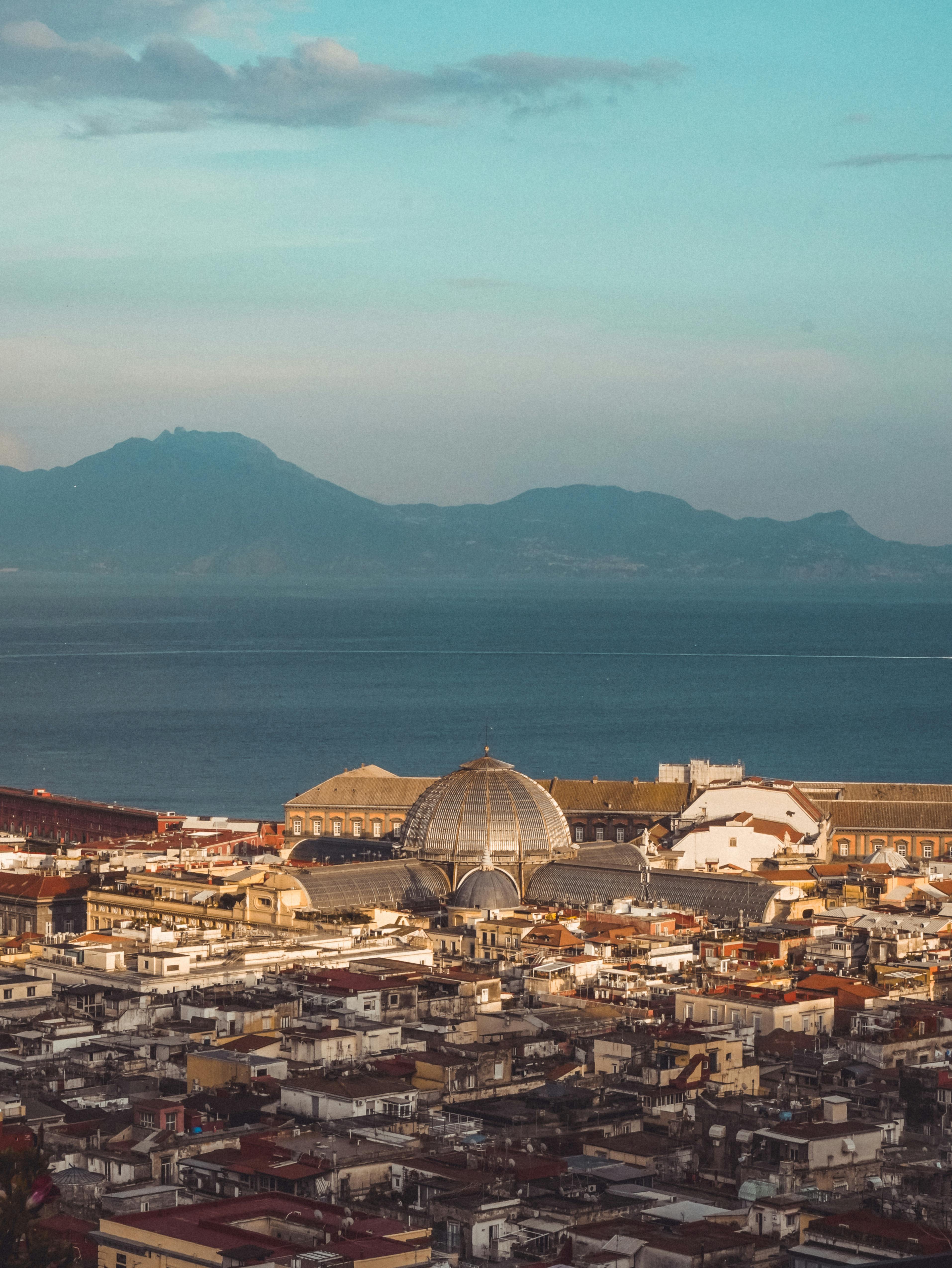 Aerial View of Naples at Night, Italy