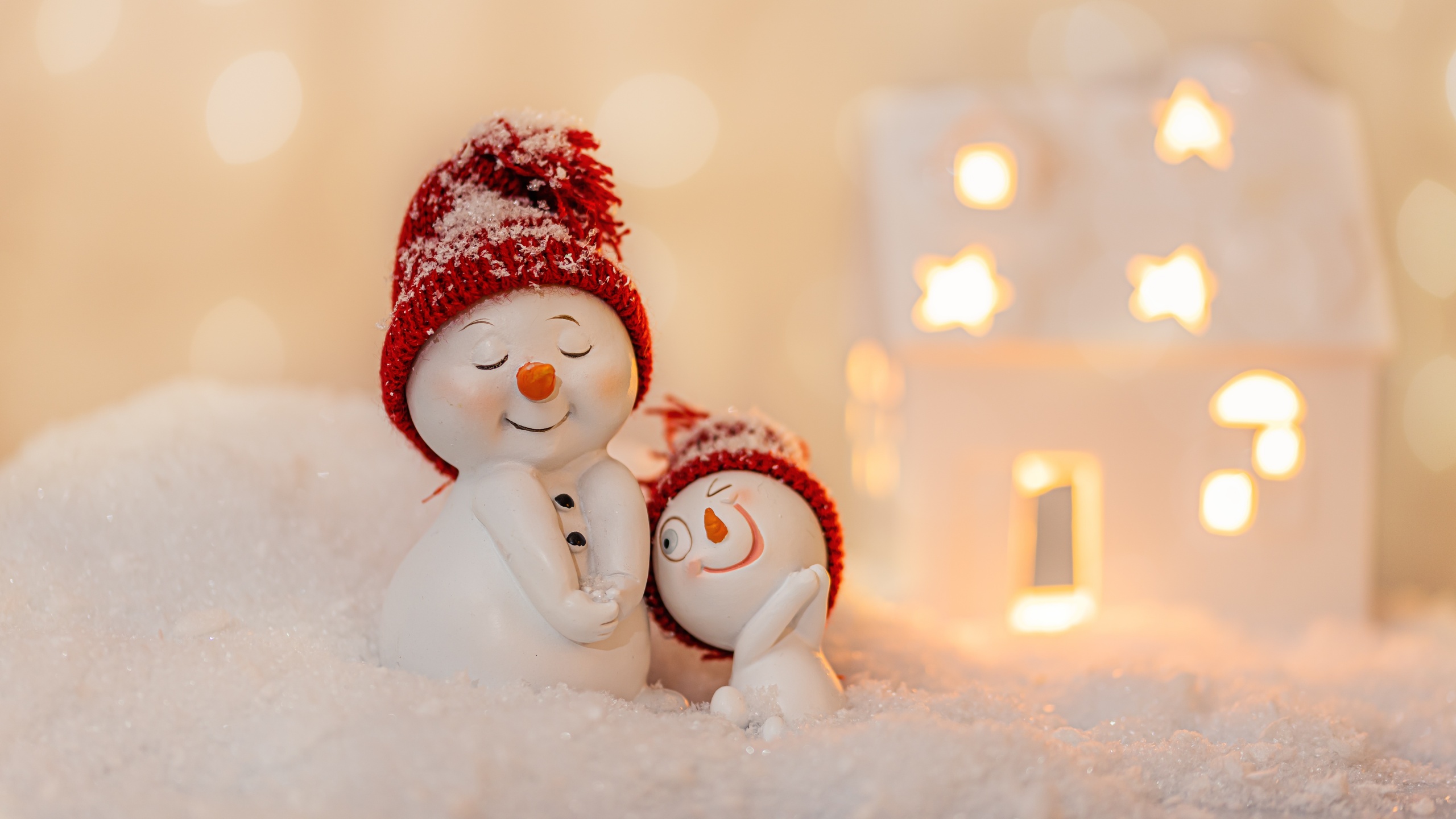 Snowmen Wallpaper 4K, Cute Christmas, Decoration