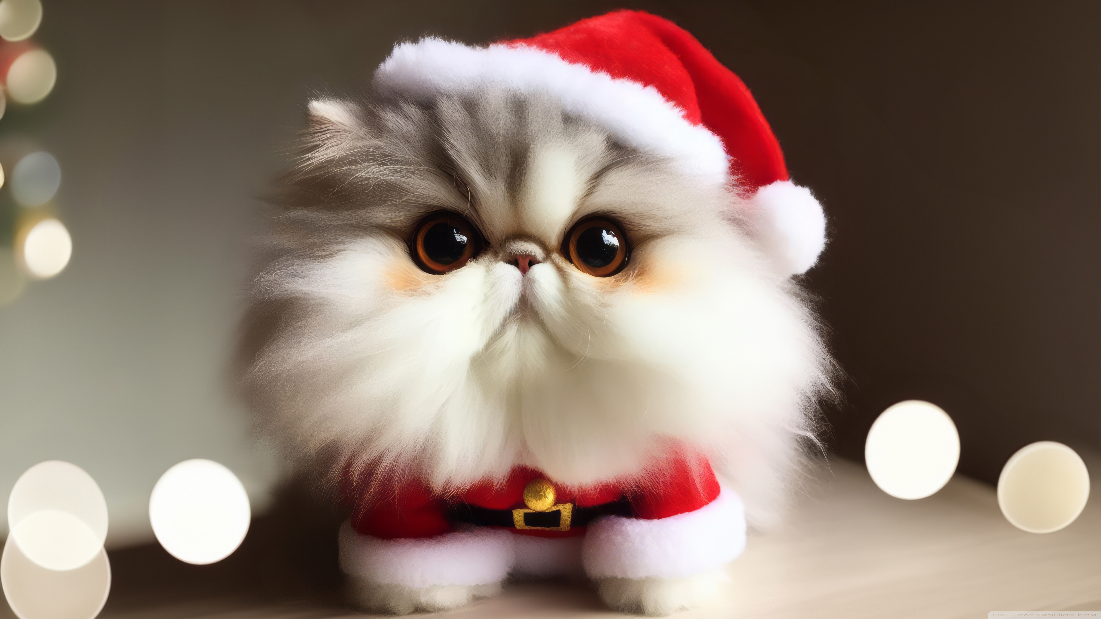 Cute Santa Cat Ultra HD Wallpaper