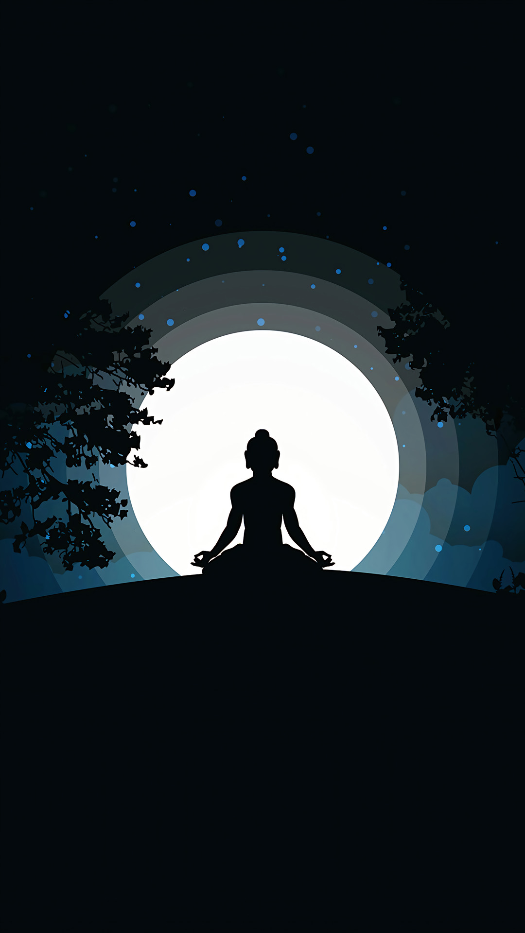 Minimalist Buddha Meditation Moon Night