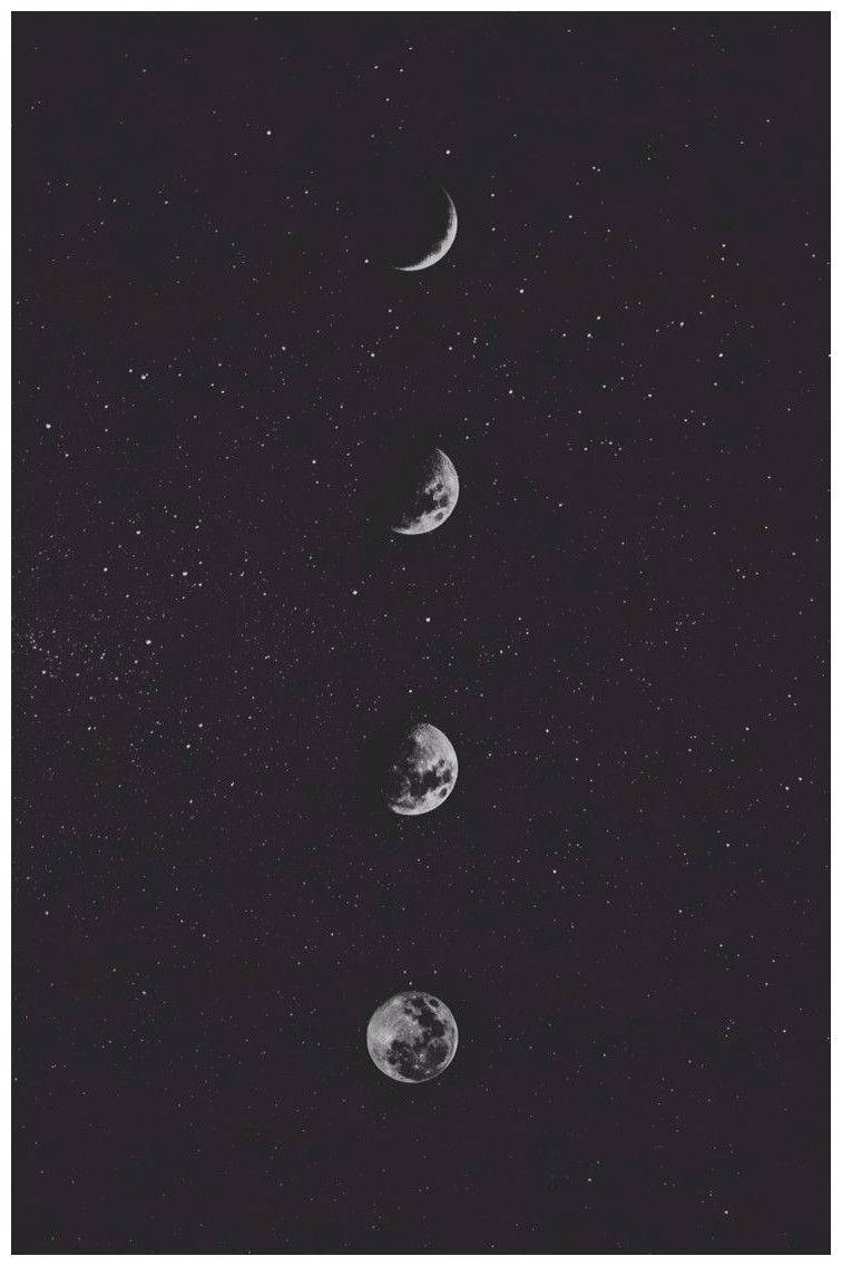 Moon Phases Dark Grey iPhone Wallpaper