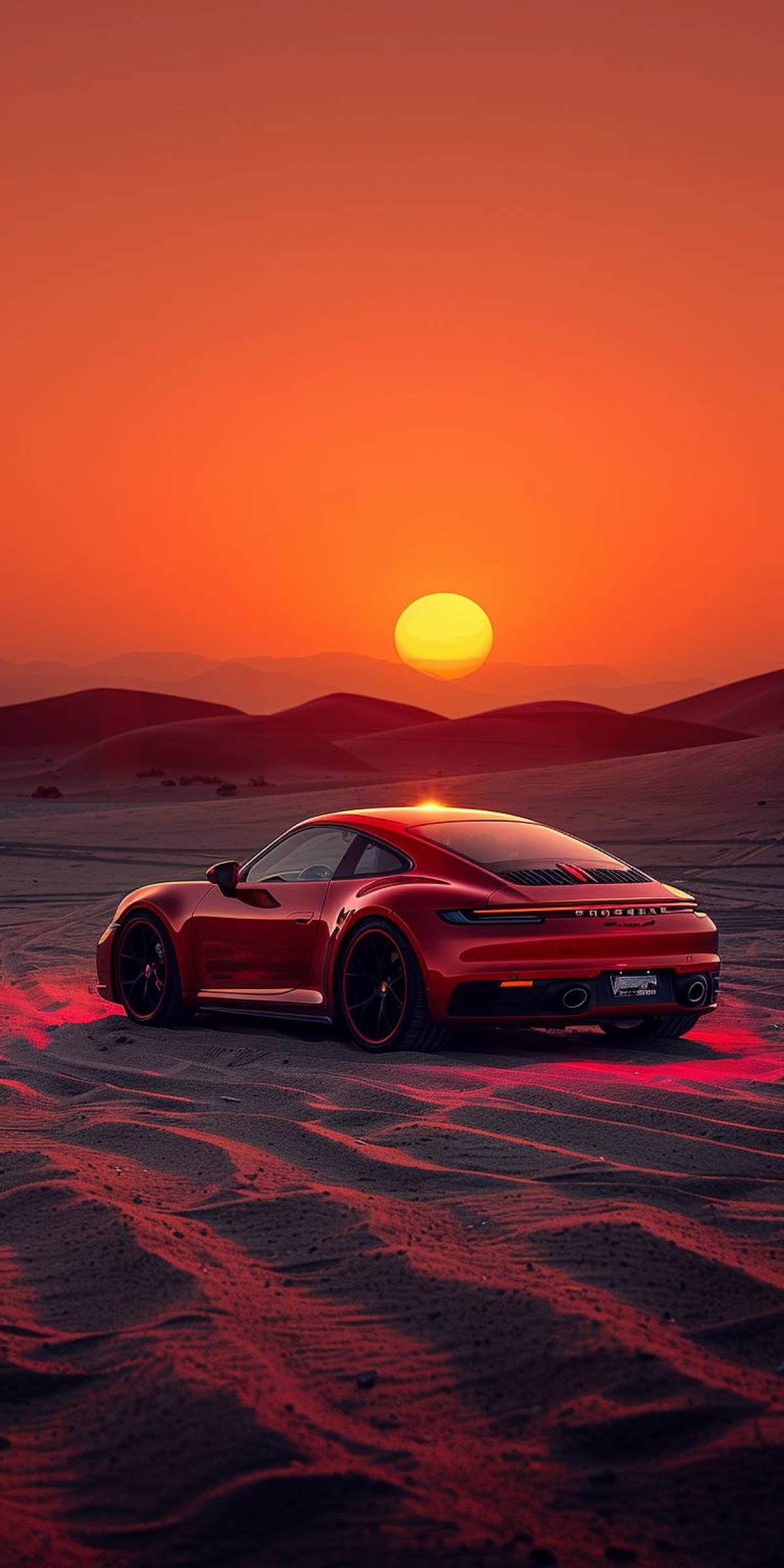 Porsche 911 At Sunset In The Desert