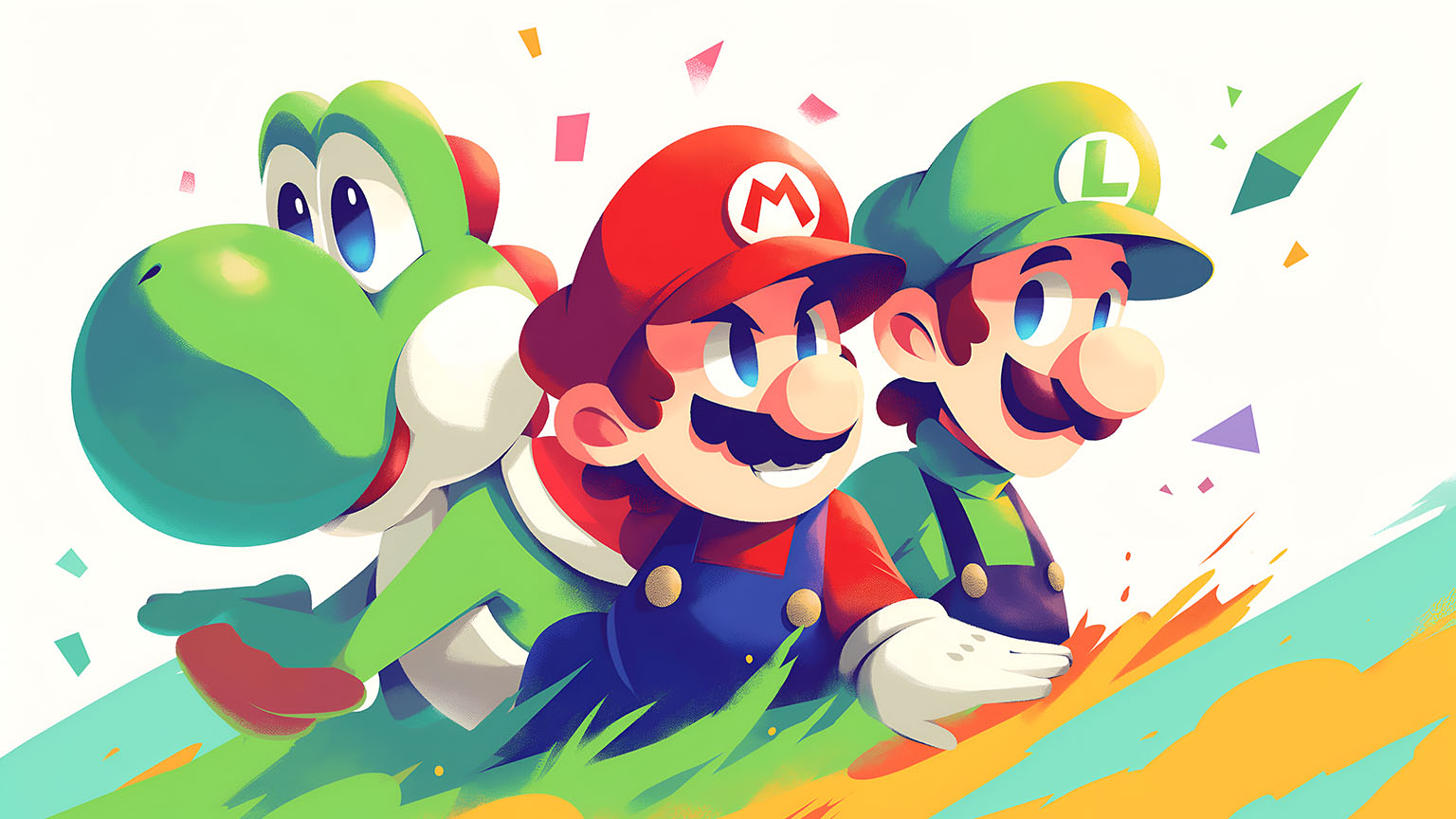 Mario Luigi Yoshi Retro Desktop