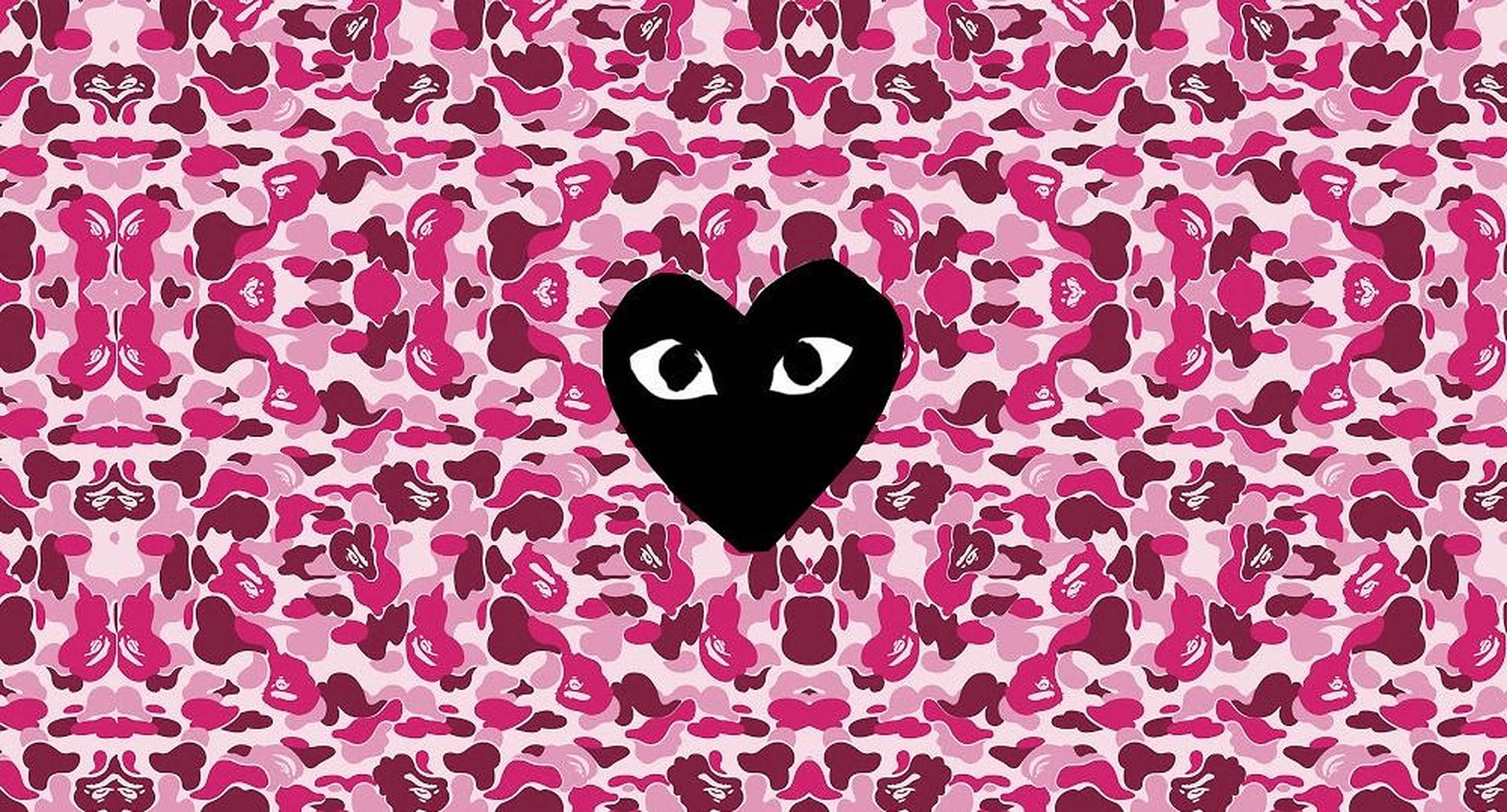Pink Bape Cdg Heart Logo Wallpaper
