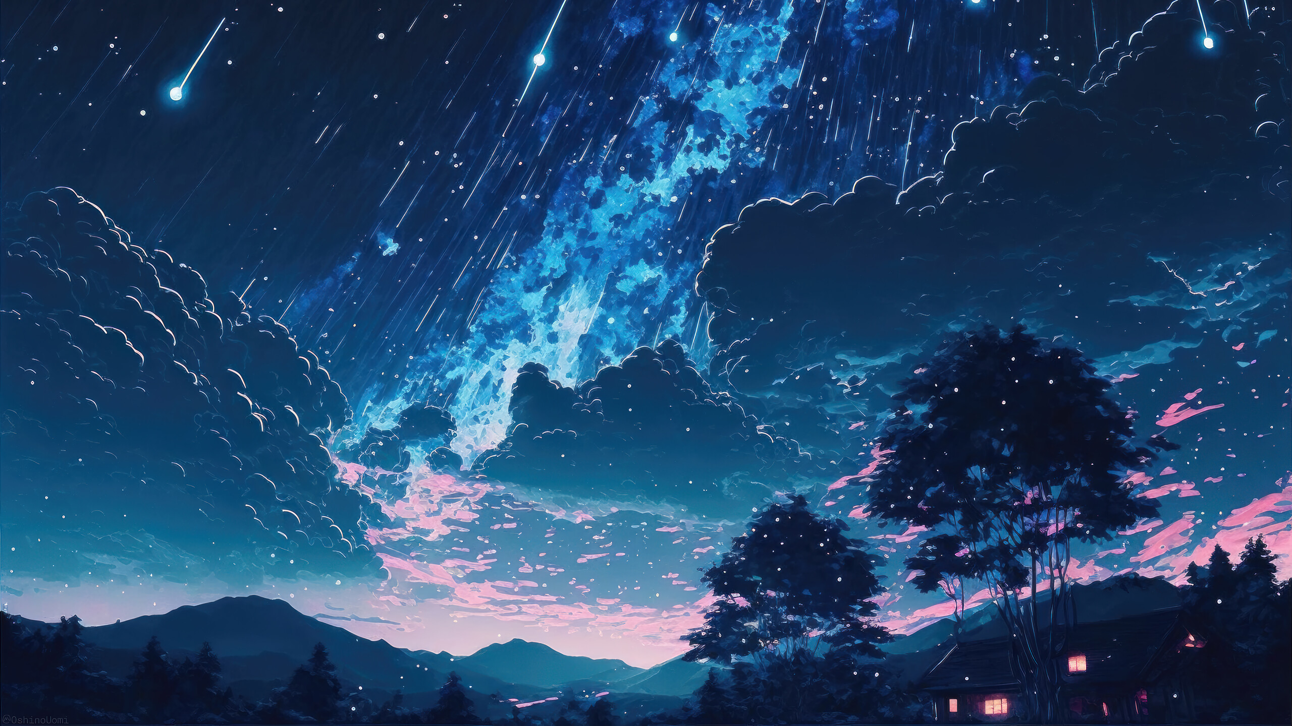 Night Sky Stars Clouds Scenery