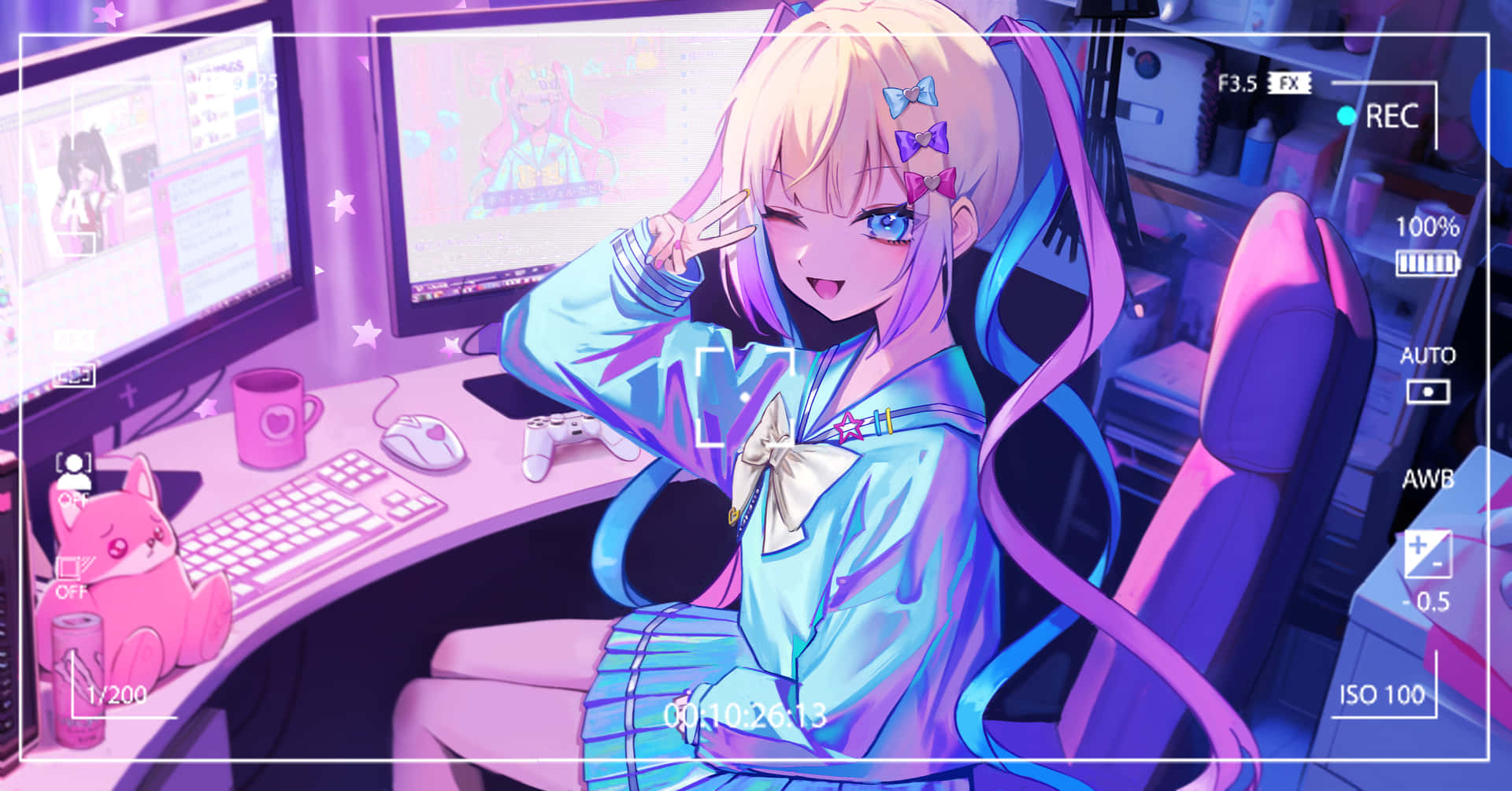 Download Gamer Girl Streaming Setup Wallpaper