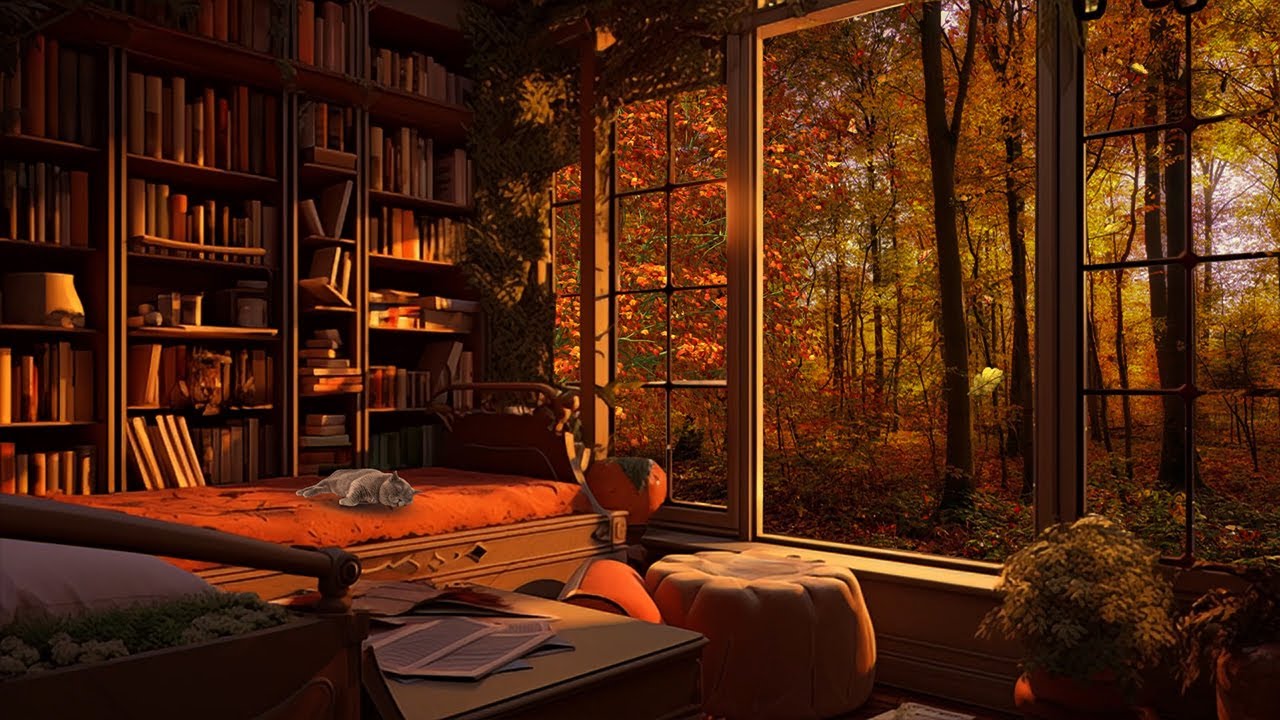 Autumn Ambience in cozy reading nook