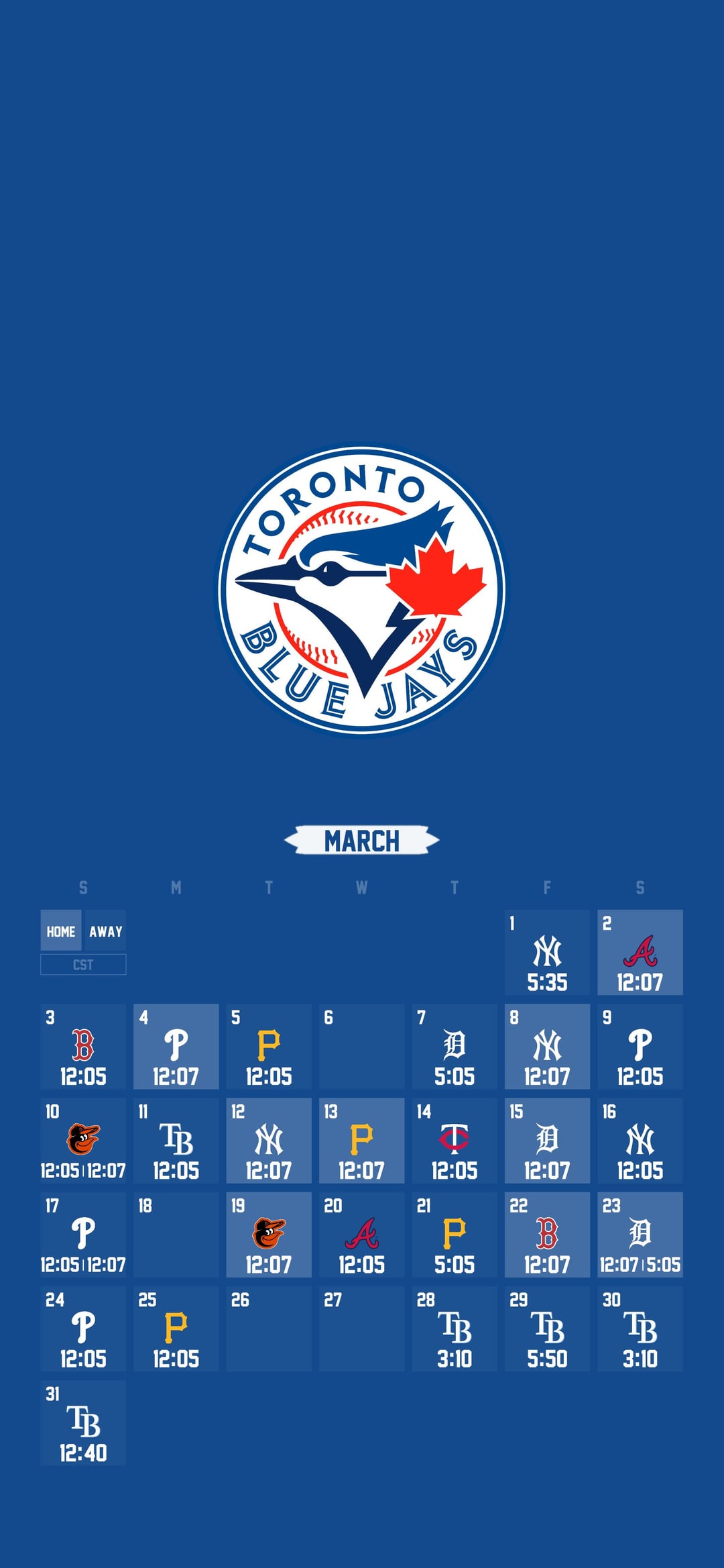 Blue Jays Calendar Wallpaper // March
