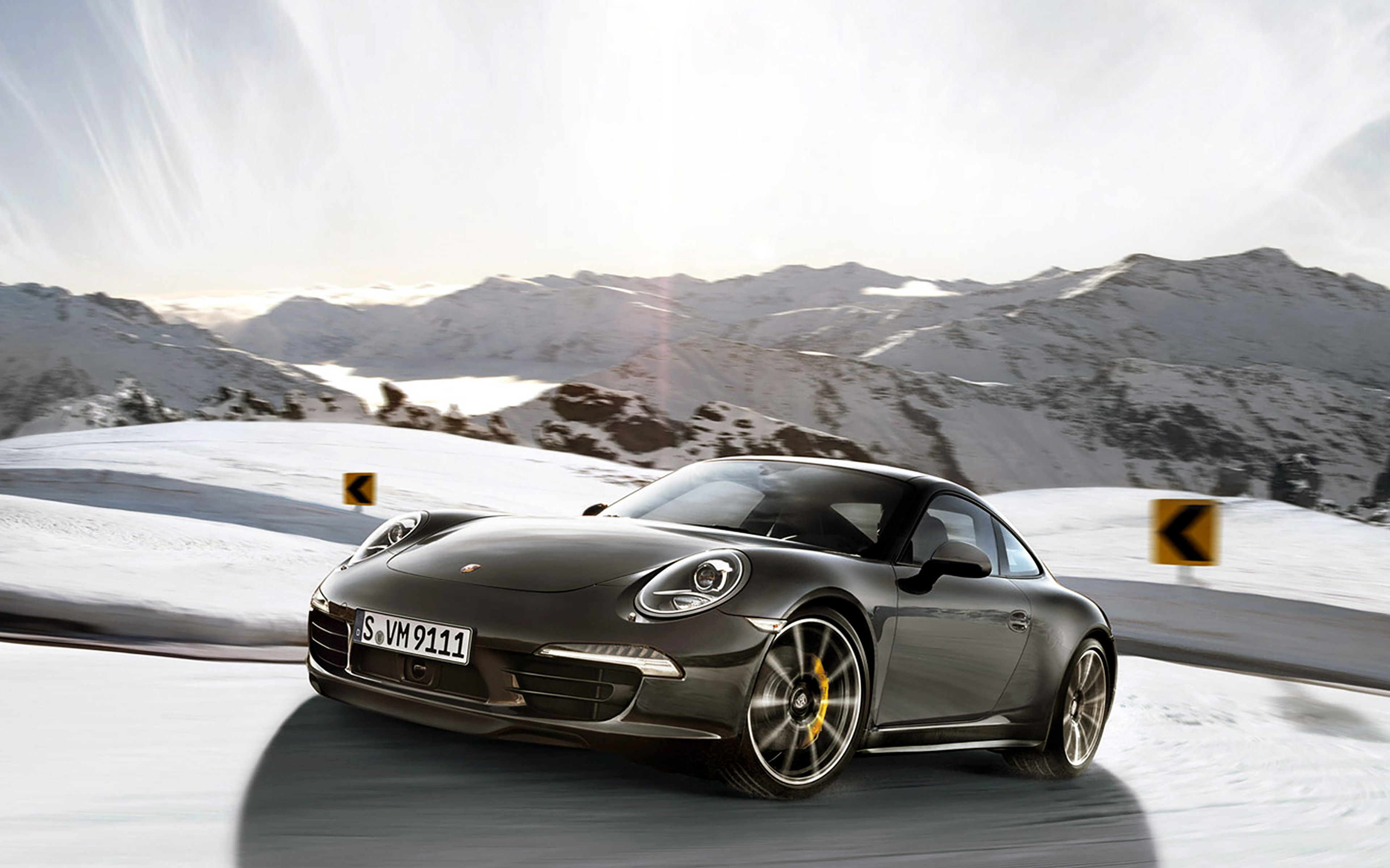 Wallpaper Black Porche Car
